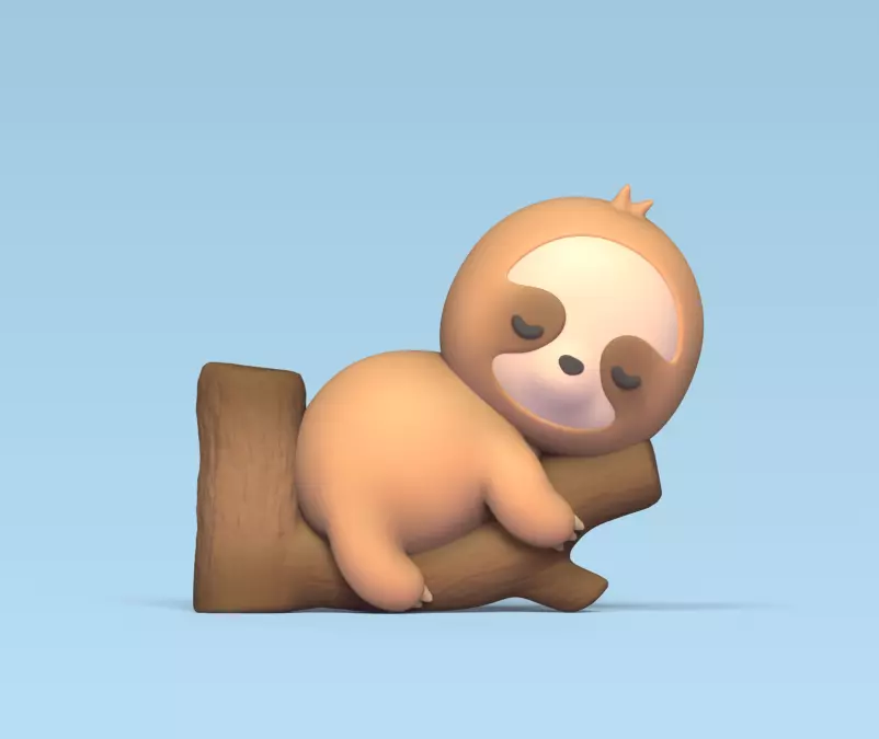 Sleeping Sloth 3D print model_0