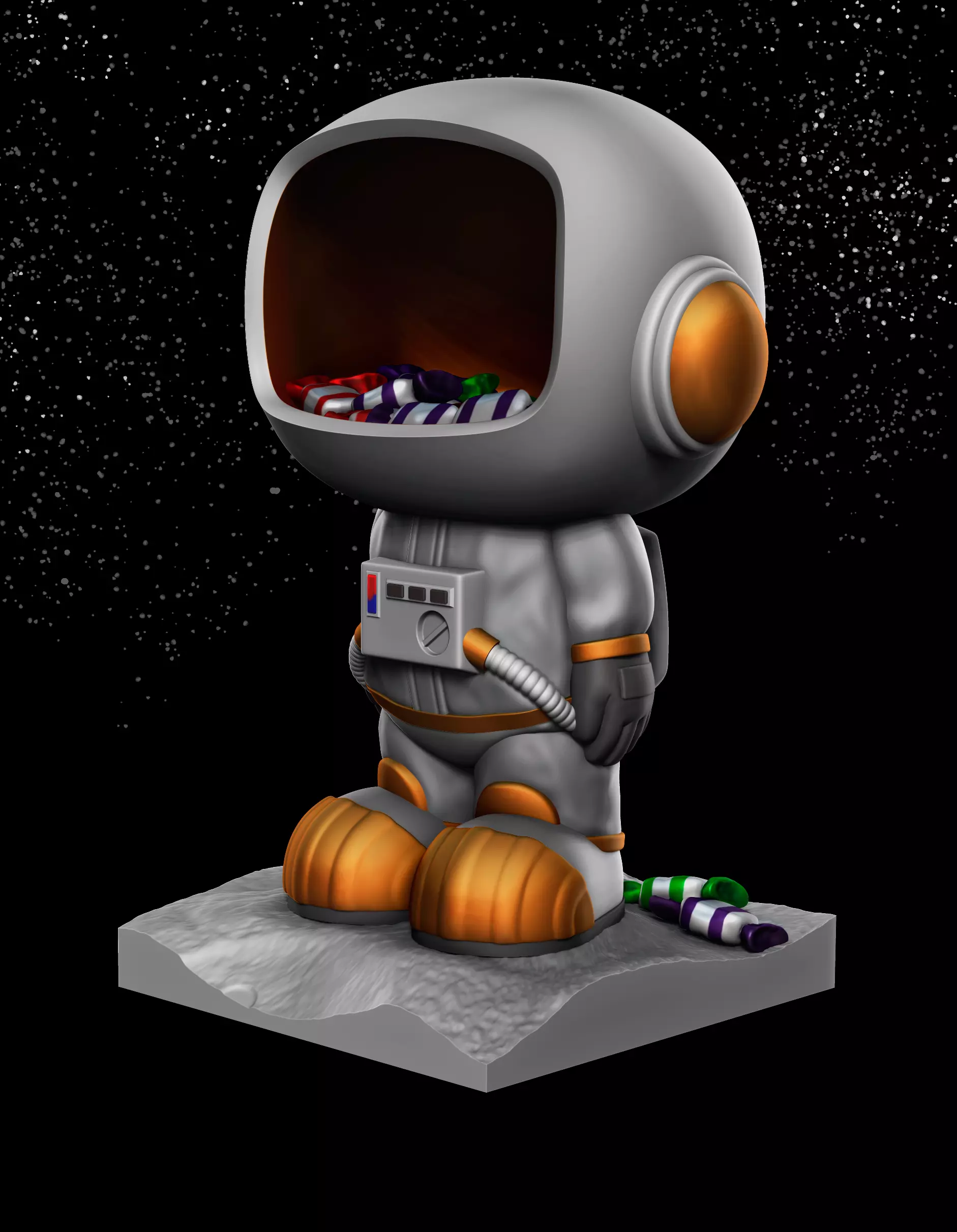 Astronaut candy pot  3D print model_0