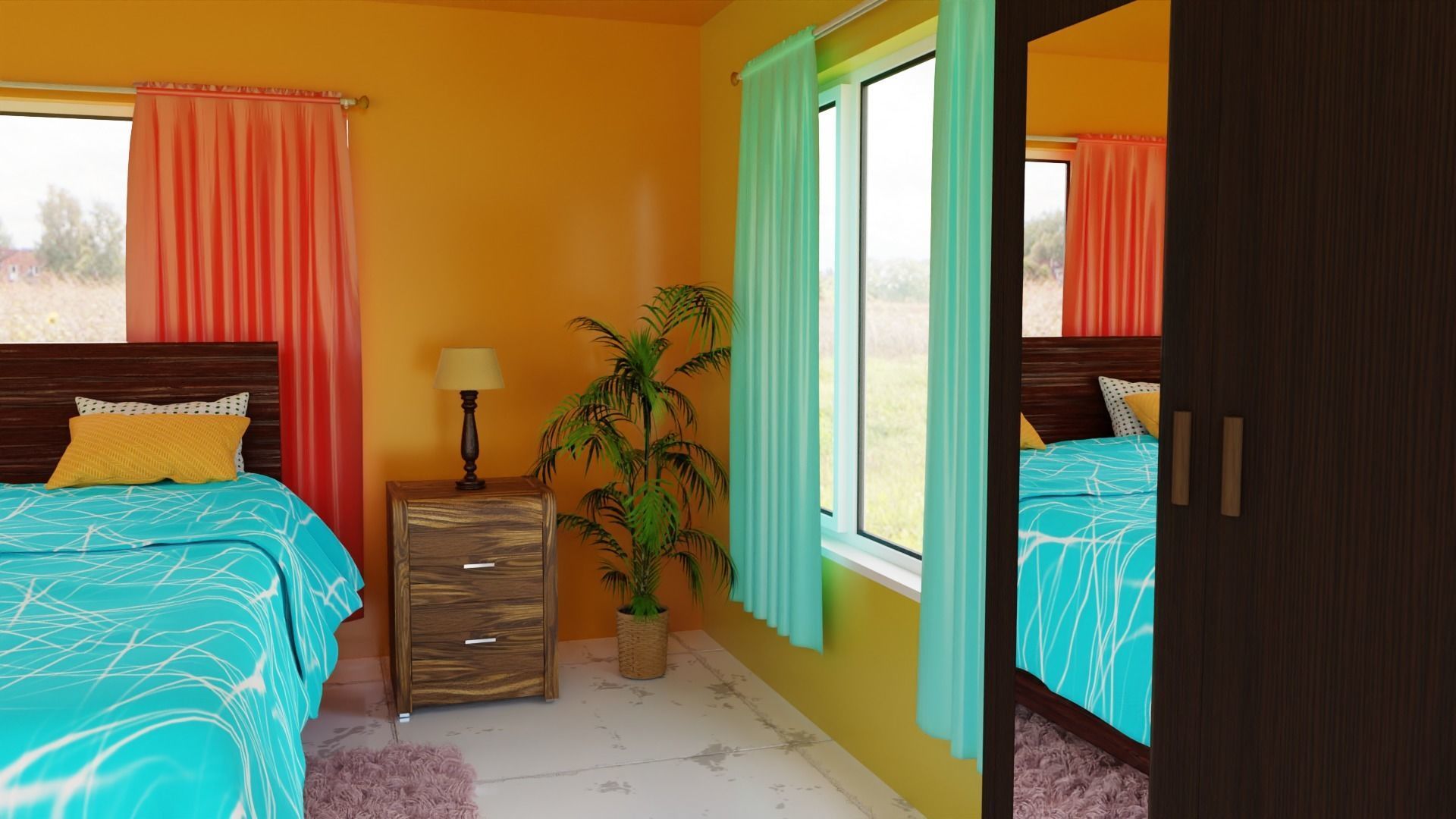 A COMMON DOUBLE BEDROOM free 3D model CGTrader