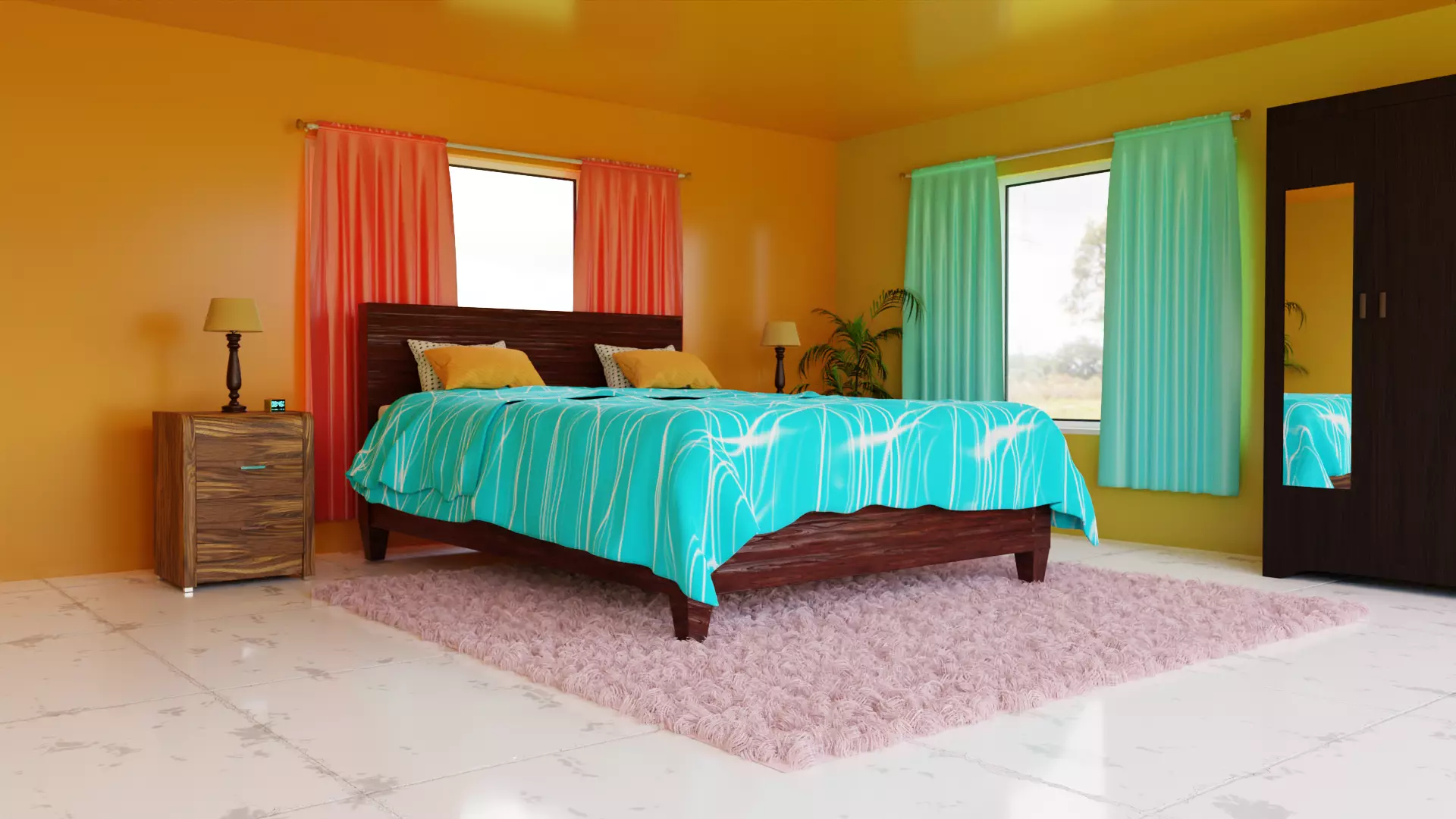 A COMMON DOUBLE BEDROOM Free 3D model