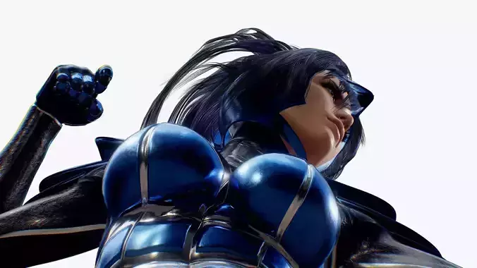 Rigged Female in Blue Armor 3D model