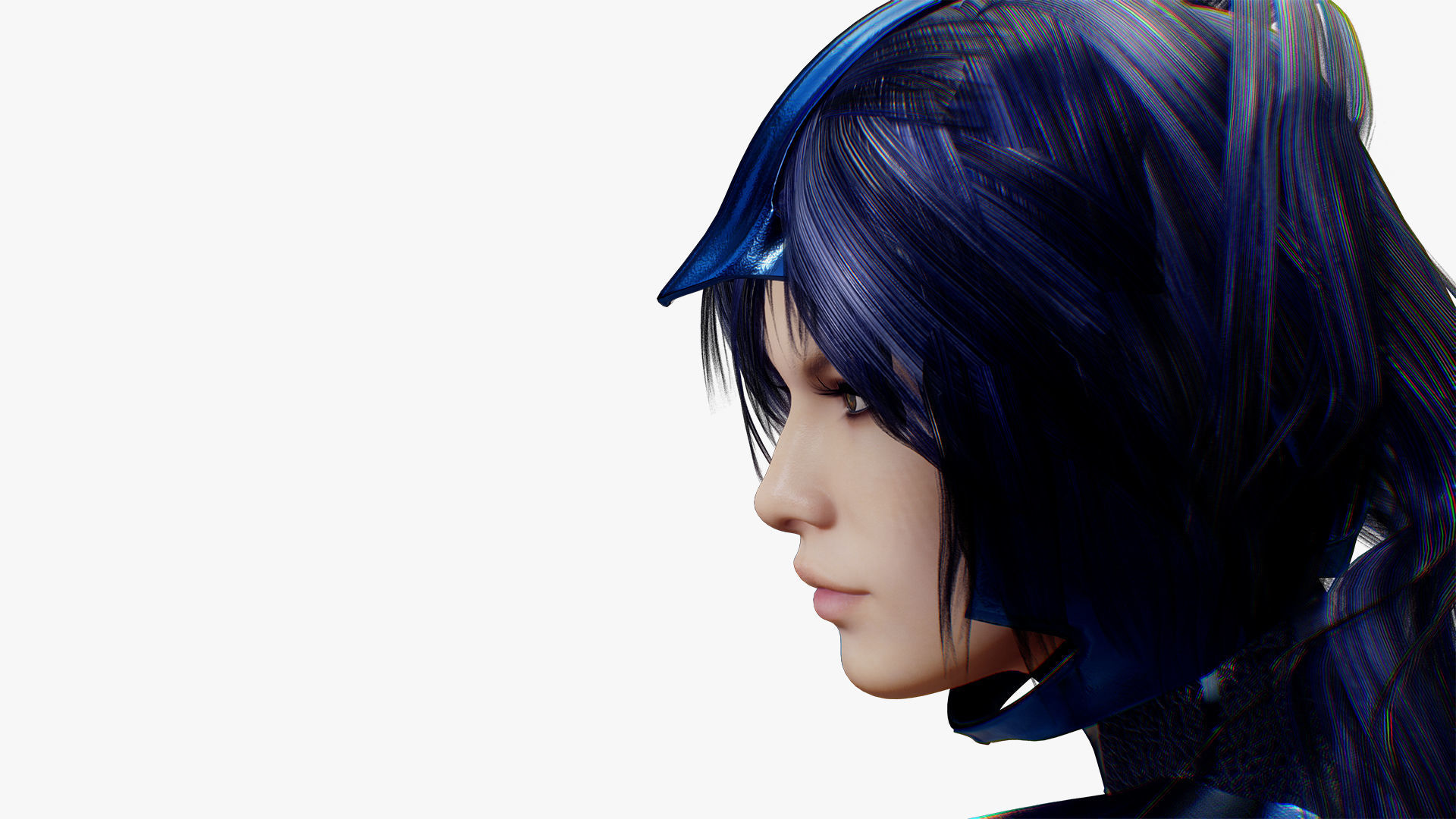 Rigged Female in Blue Armor 3D model_6