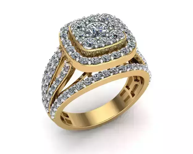 Ladies Ring - Diamond Cluster Setting 3D print model
