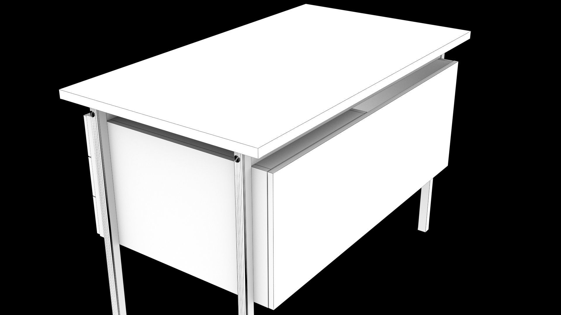 wooden desk 3D model_9