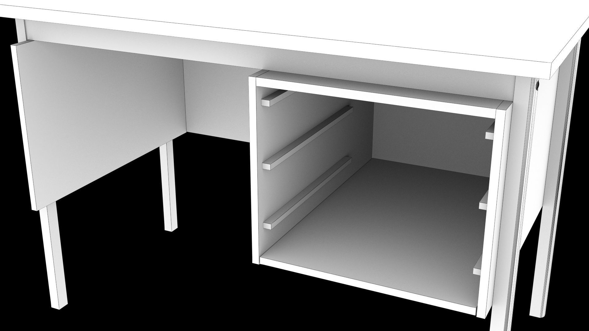 wooden desk 3D model_5