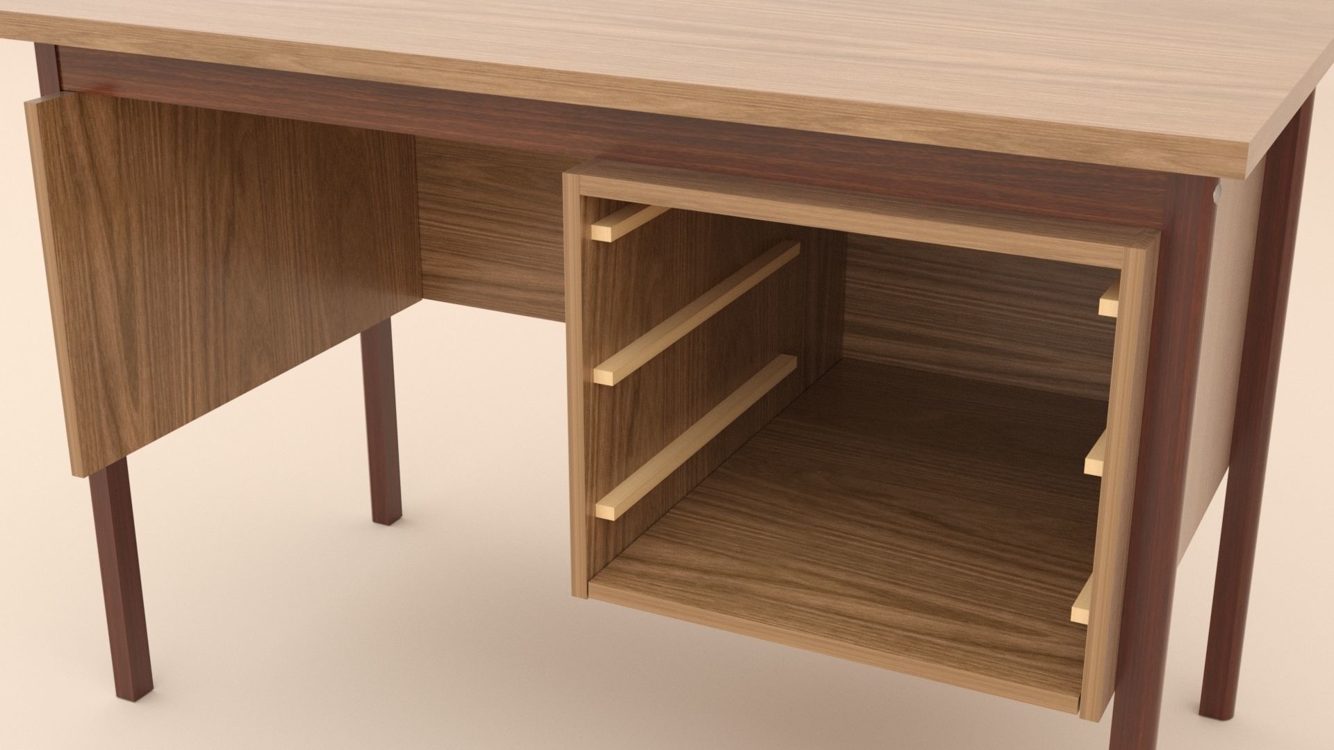 wooden desk 3D model_4