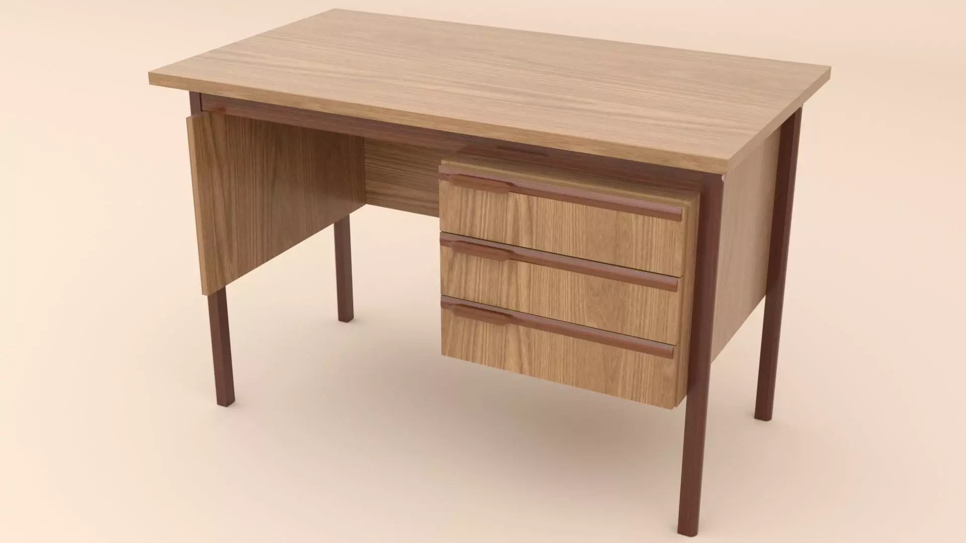 wooden desk 3D model_0