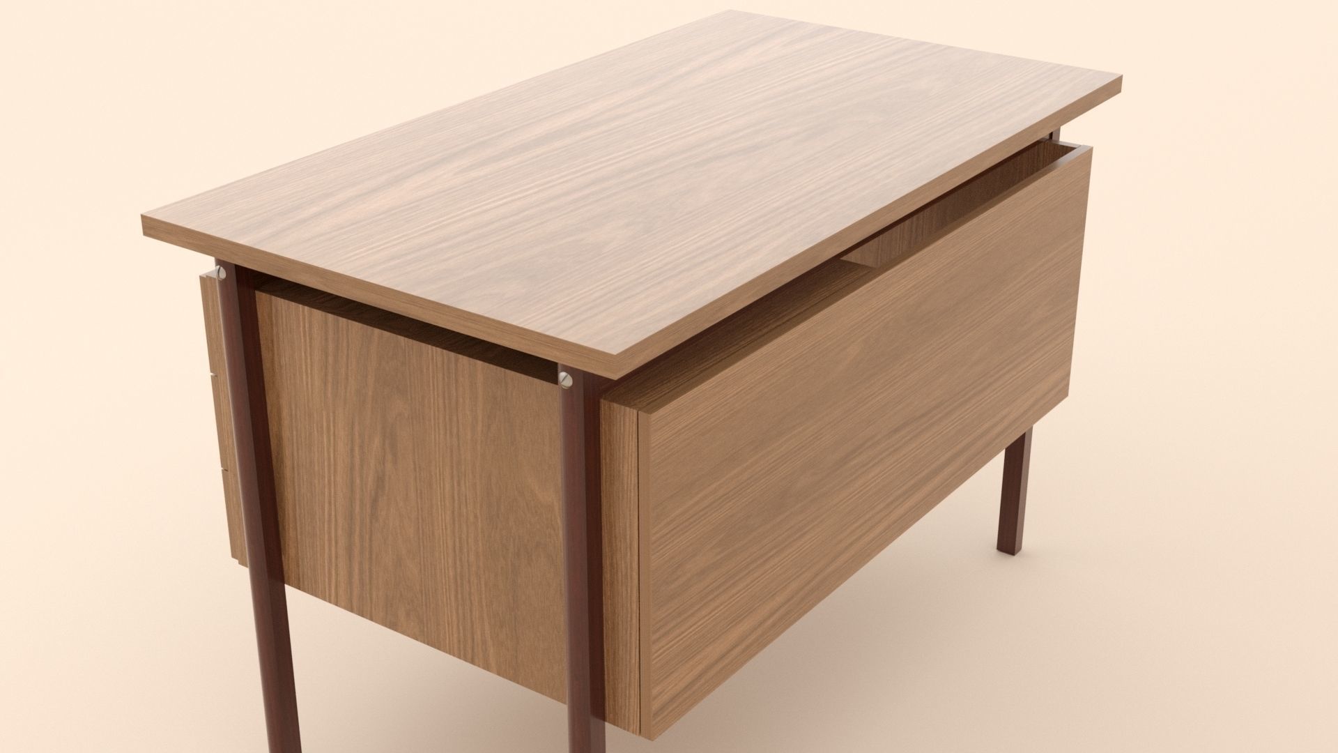 wooden desk 3D model_8