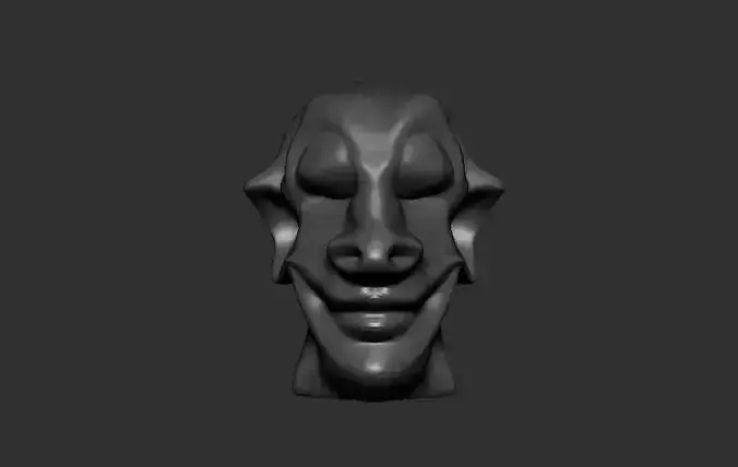 Face 3d model head with smile