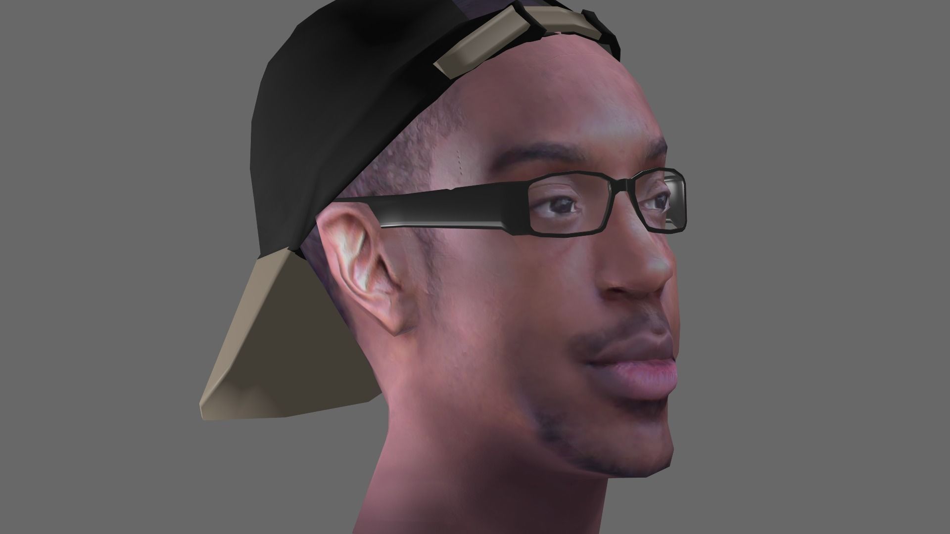 Realistic Black Person Head Low-poly 3D model_2