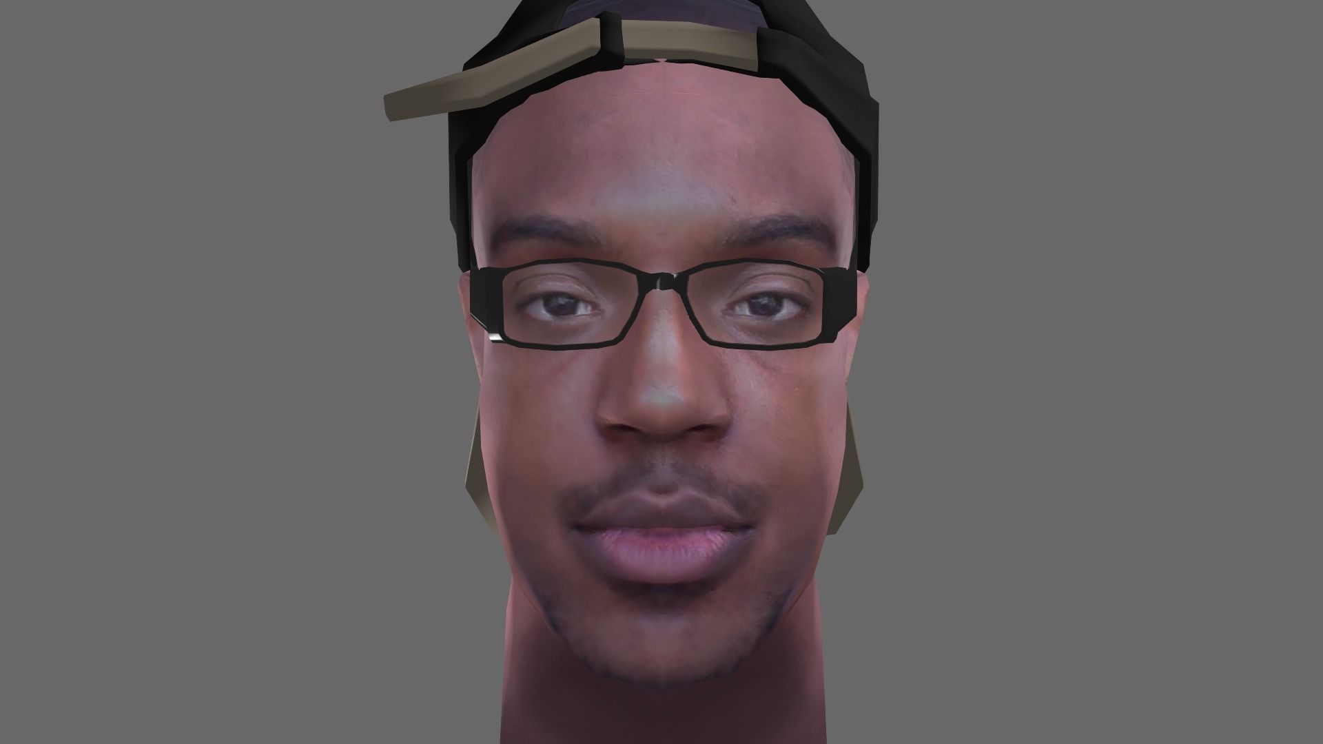 Realistic Black Person Head Low-poly 3D model_4