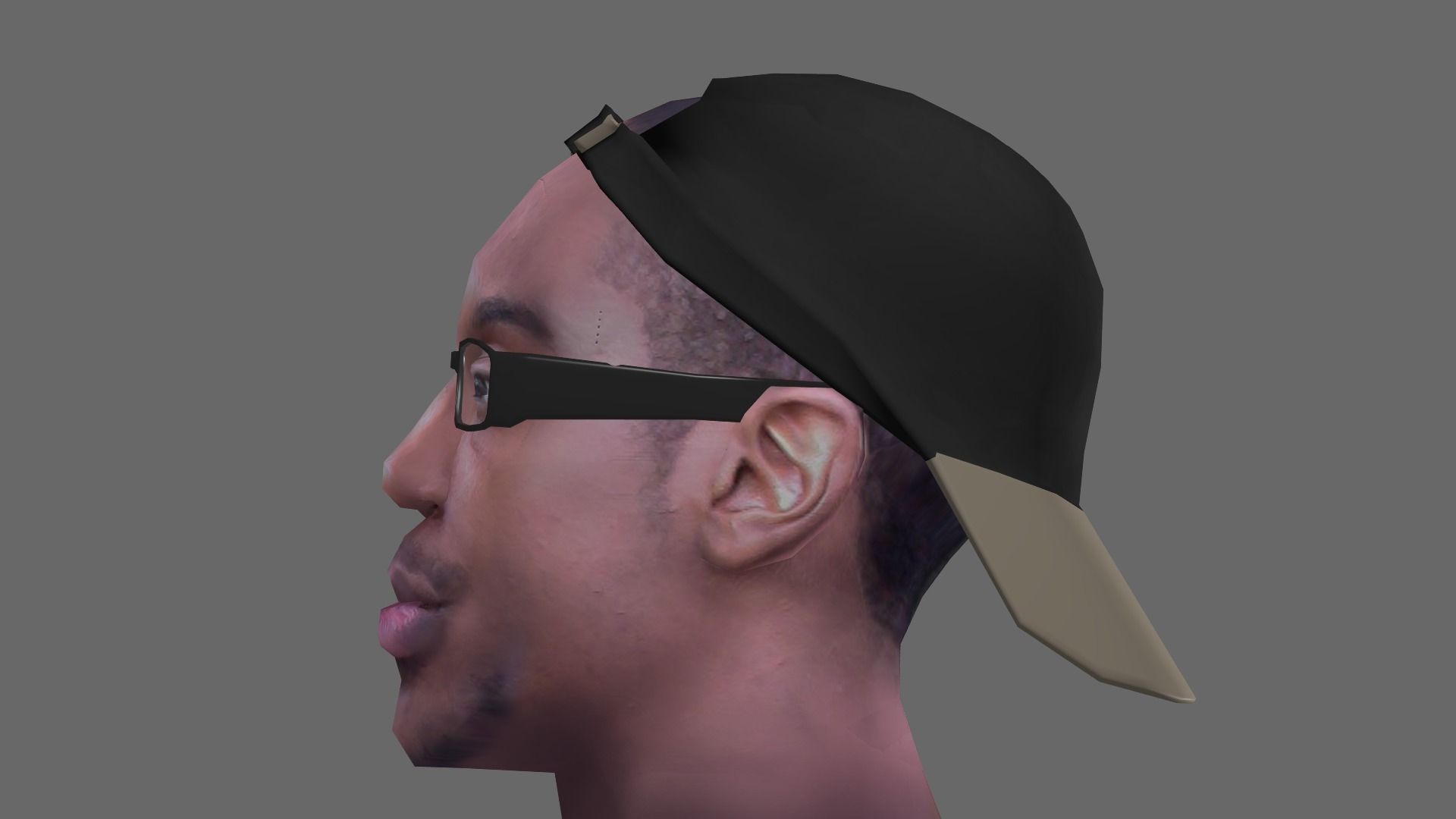 Realistic Black Person Head Low-poly 3D model_5