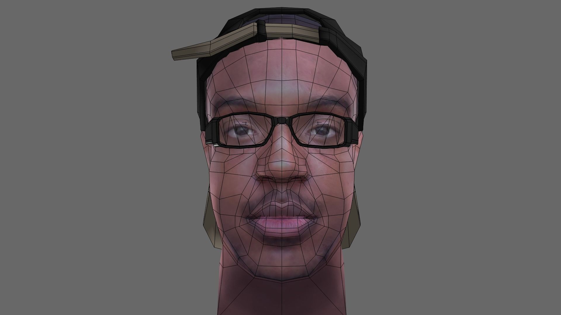 Realistic Black Person Head Low-poly 3D model_3