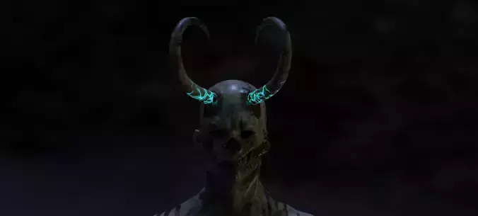 Undead demon with glowing eyes and horns