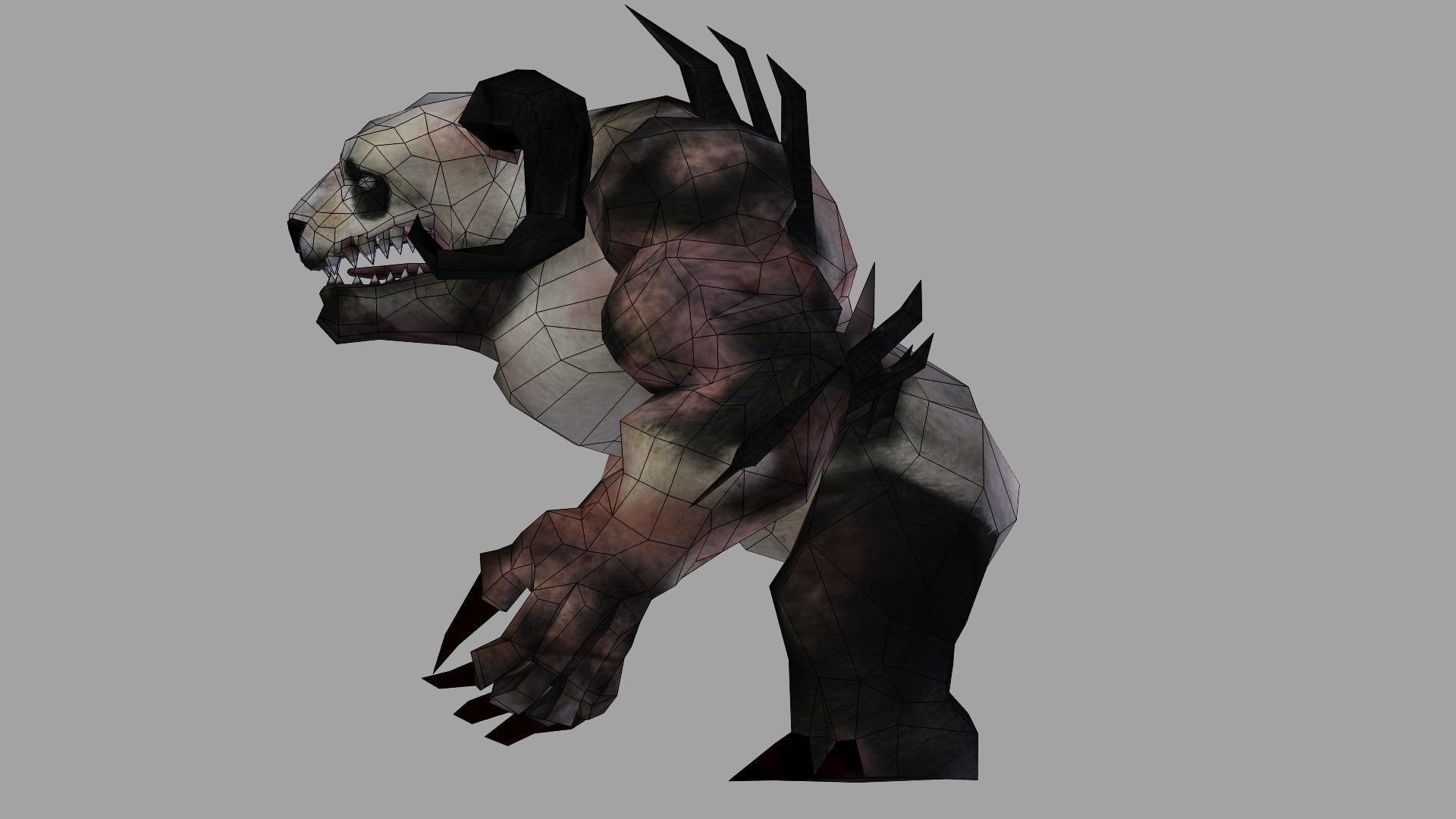 DemonPanda panda bear with claws Low-poly 3D model_2
