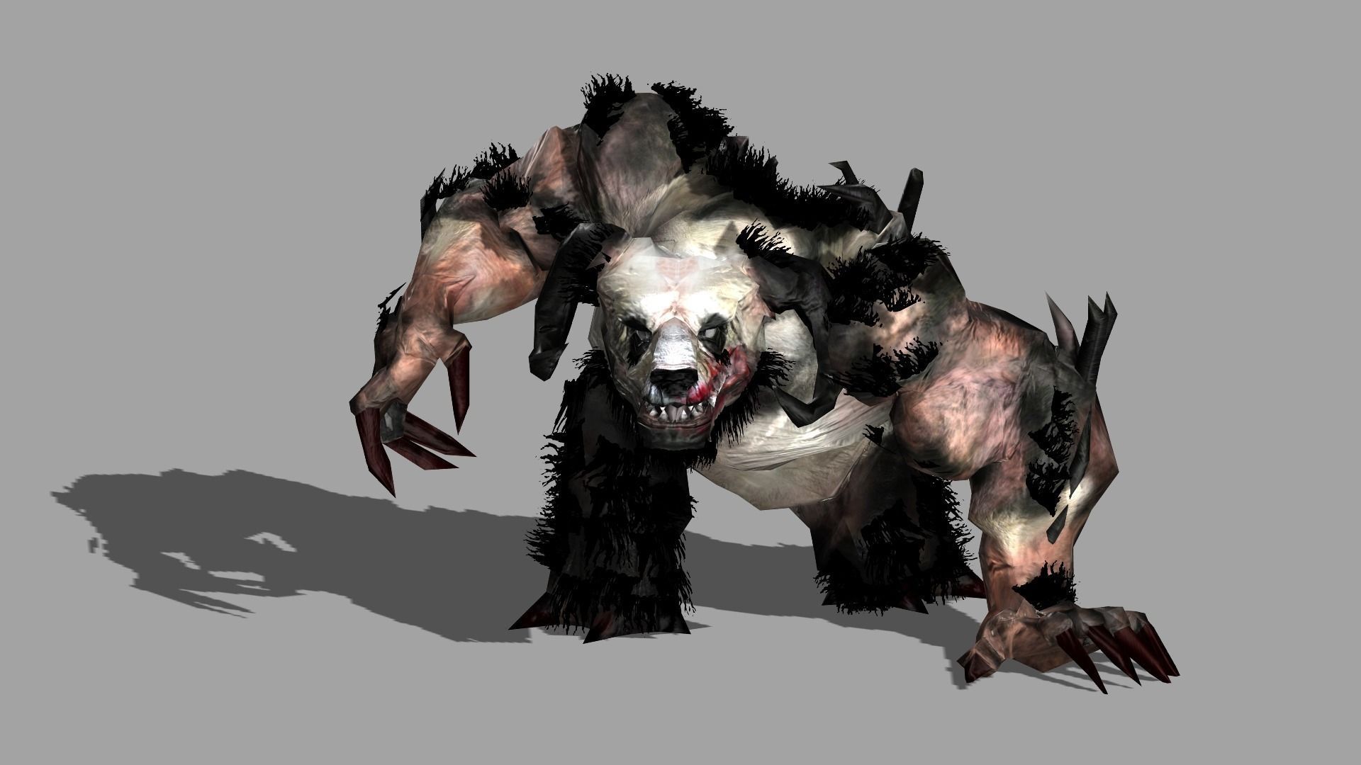 DemonPanda panda bear with claws Low-poly 3D model_13