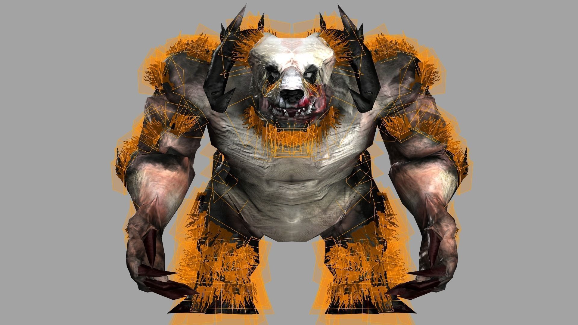 DemonPanda panda bear with claws Low-poly 3D model_5