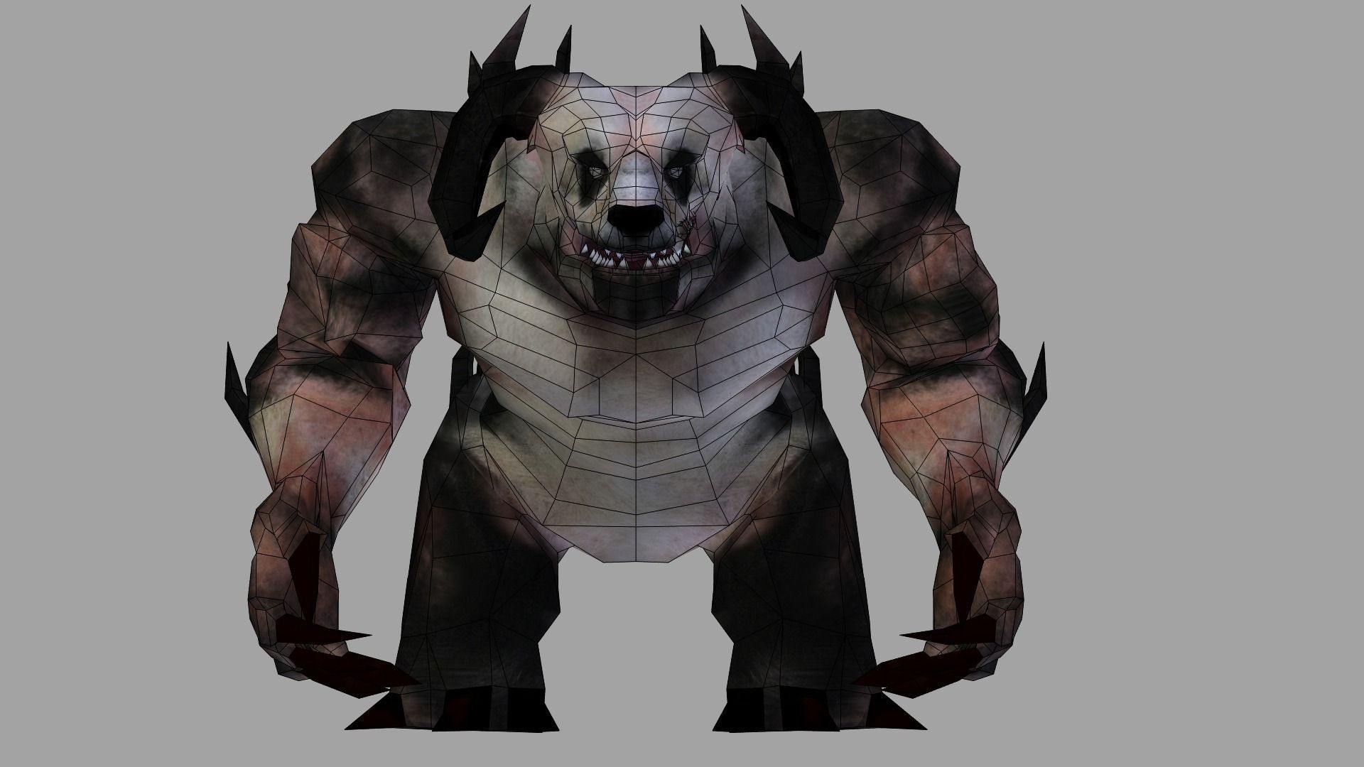 DemonPanda panda bear with claws Low-poly 3D model_4