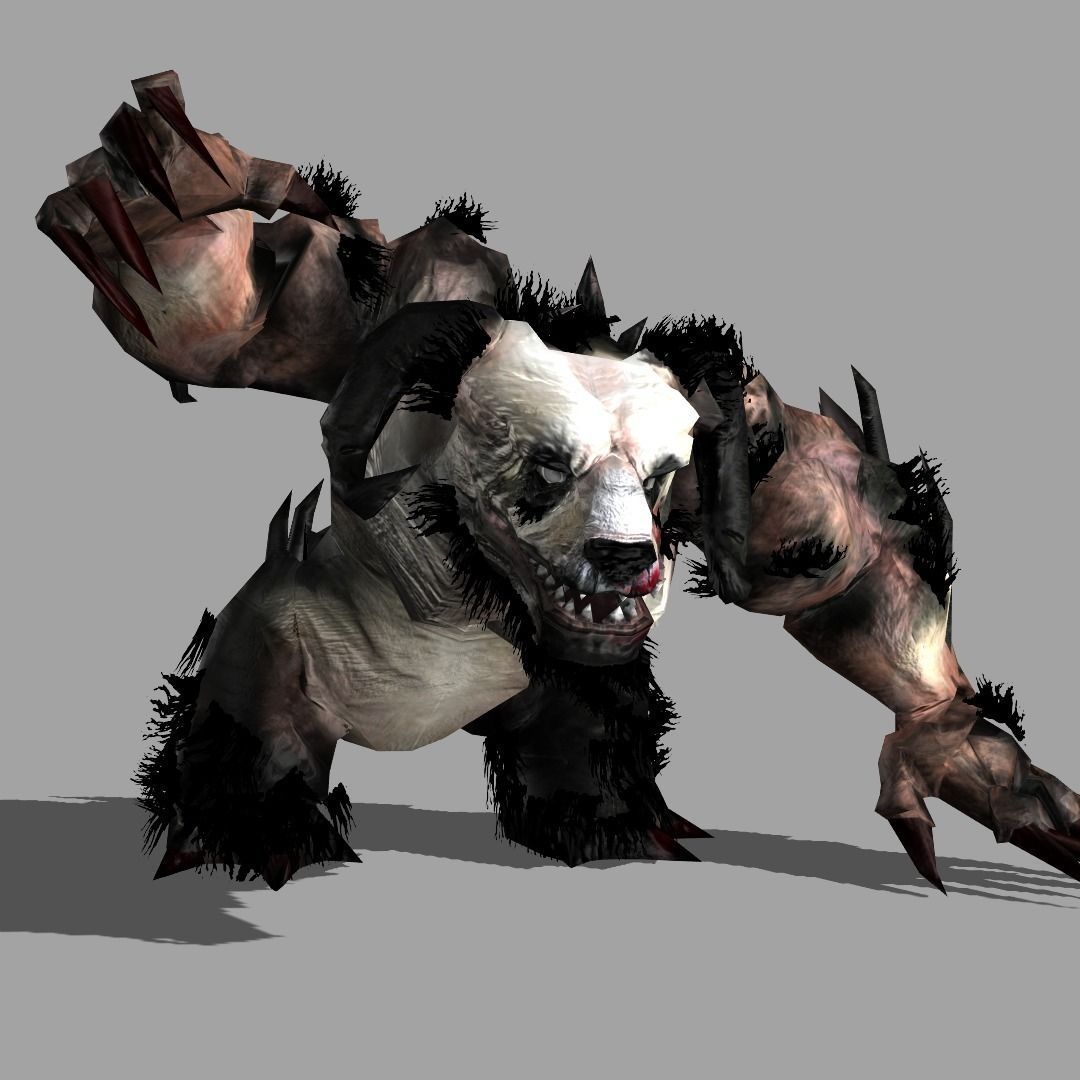 DemonPanda panda bear with claws Low-poly 3D model_9