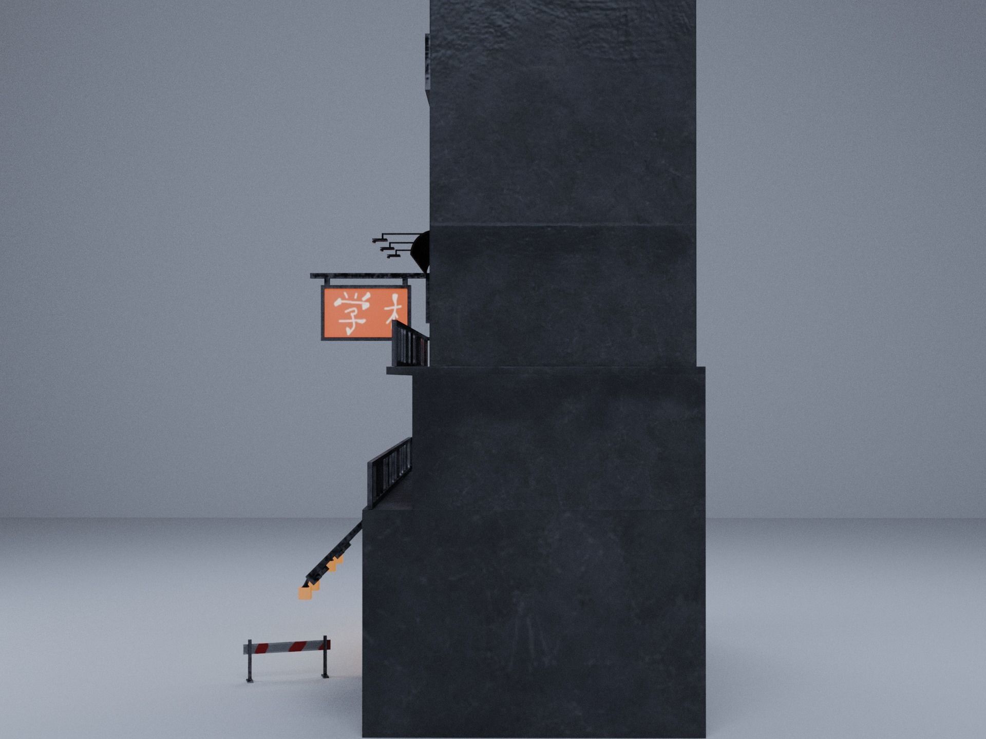  Cyberpunk Building 4 Low-poly 3D model_4