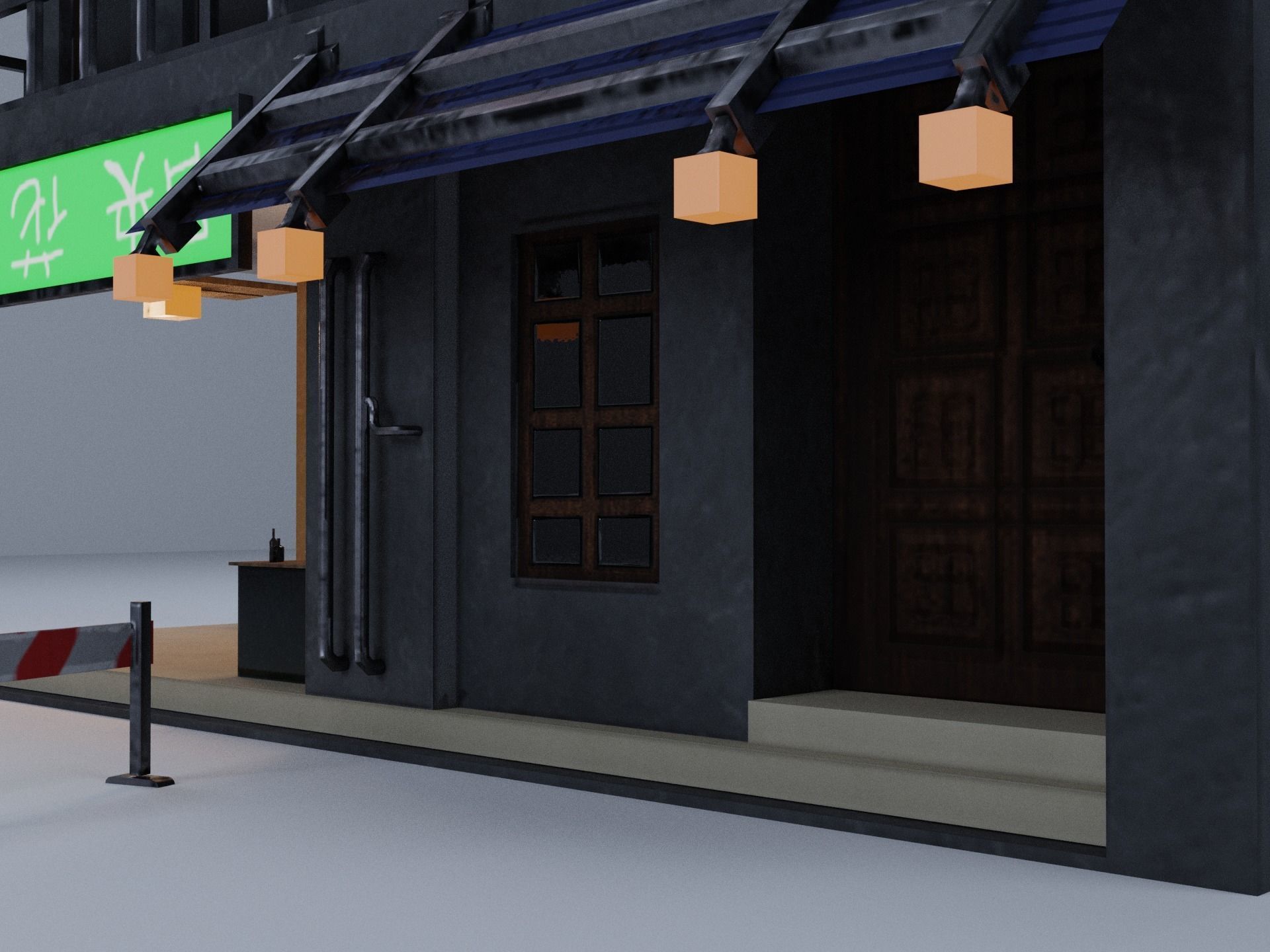  Cyberpunk Building 4 Low-poly 3D model_6