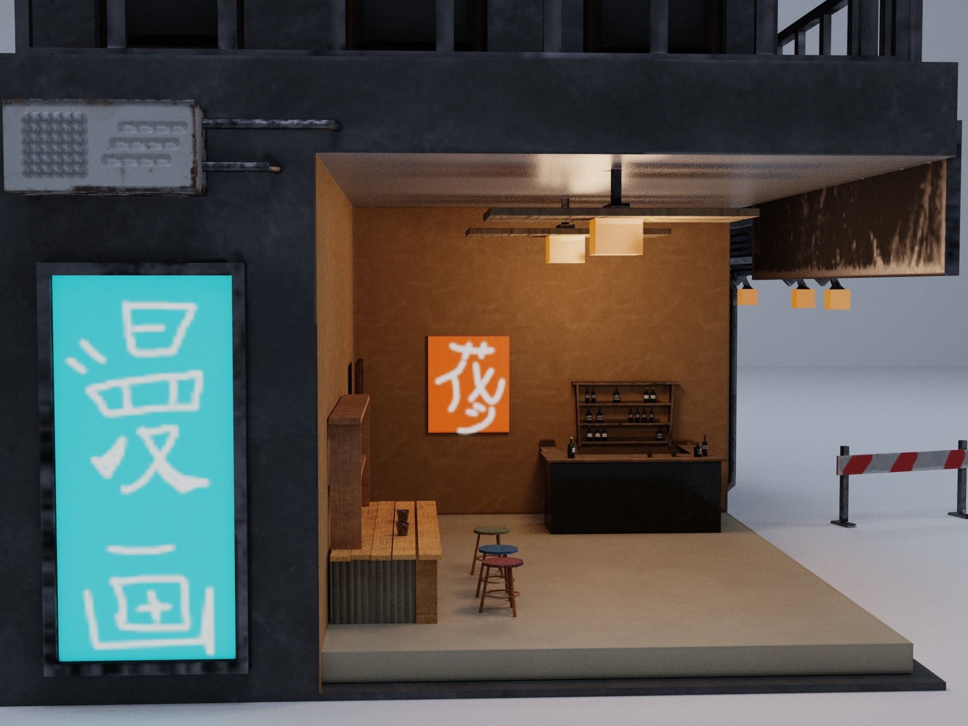  Cyberpunk Building 4 Low-poly 3D model_11