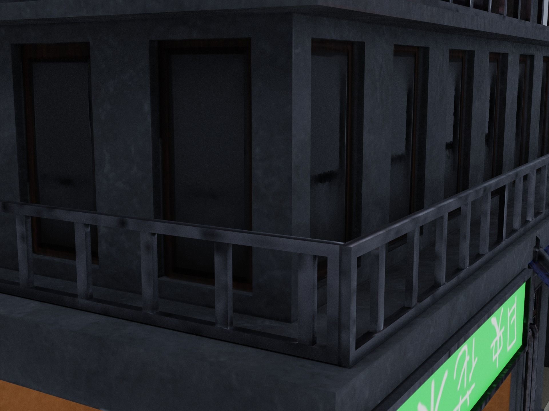  Cyberpunk Building 4 Low-poly 3D model_7