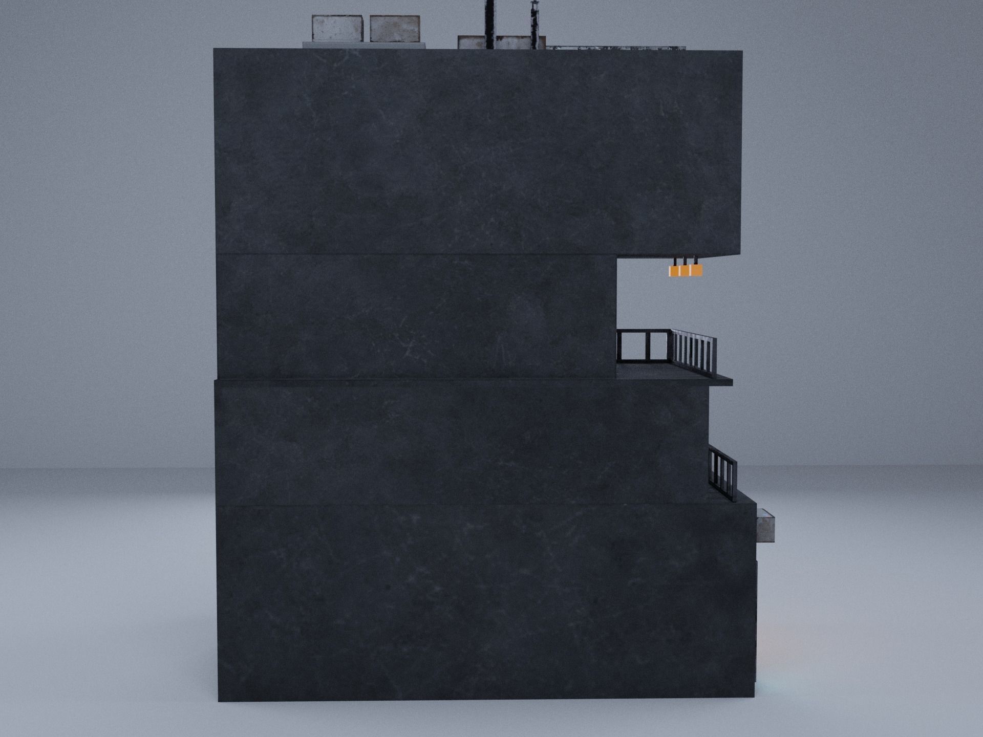  Cyberpunk Building 4 Low-poly 3D model_3