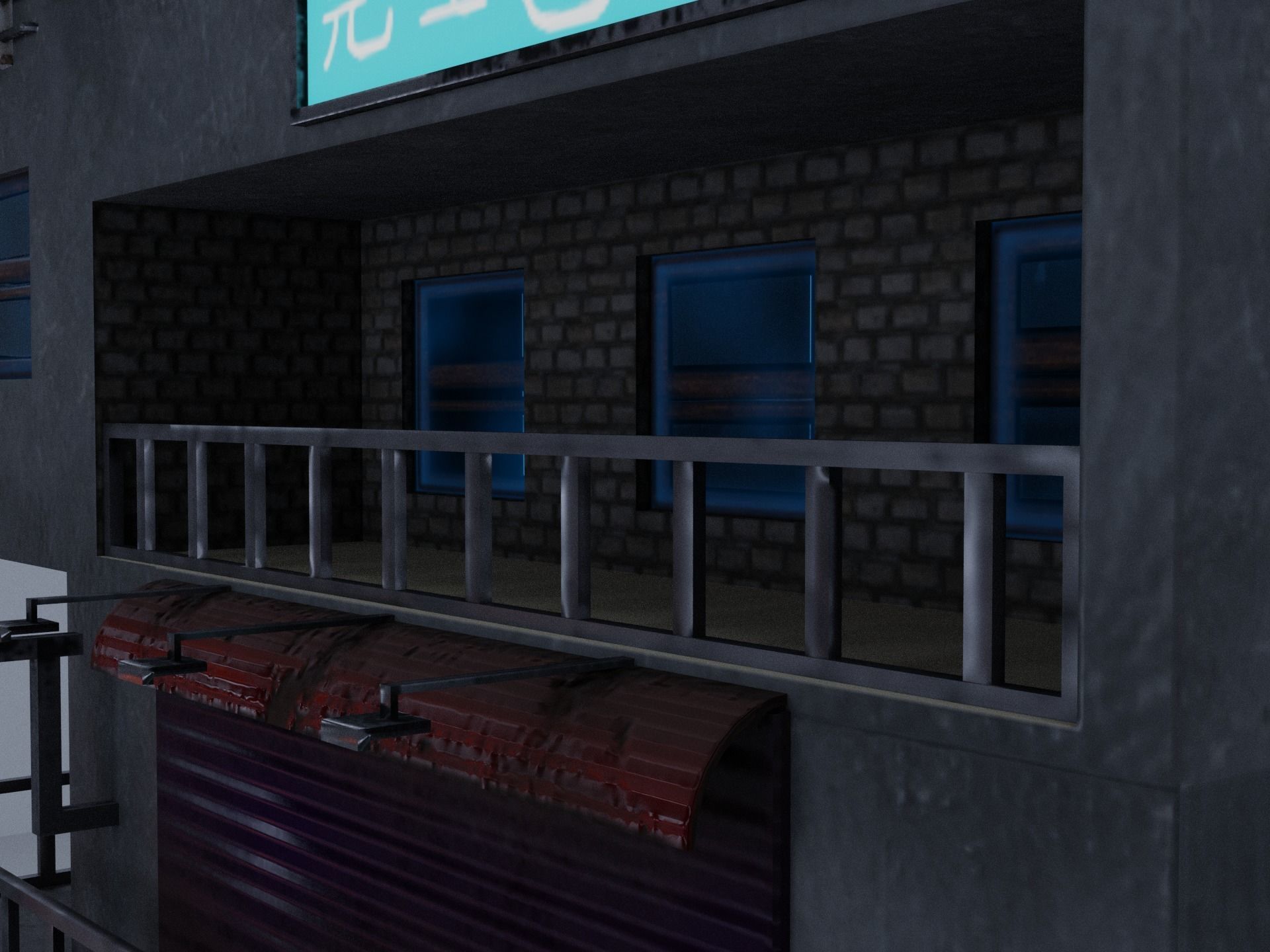  Cyberpunk Building 4 Low-poly 3D model_9