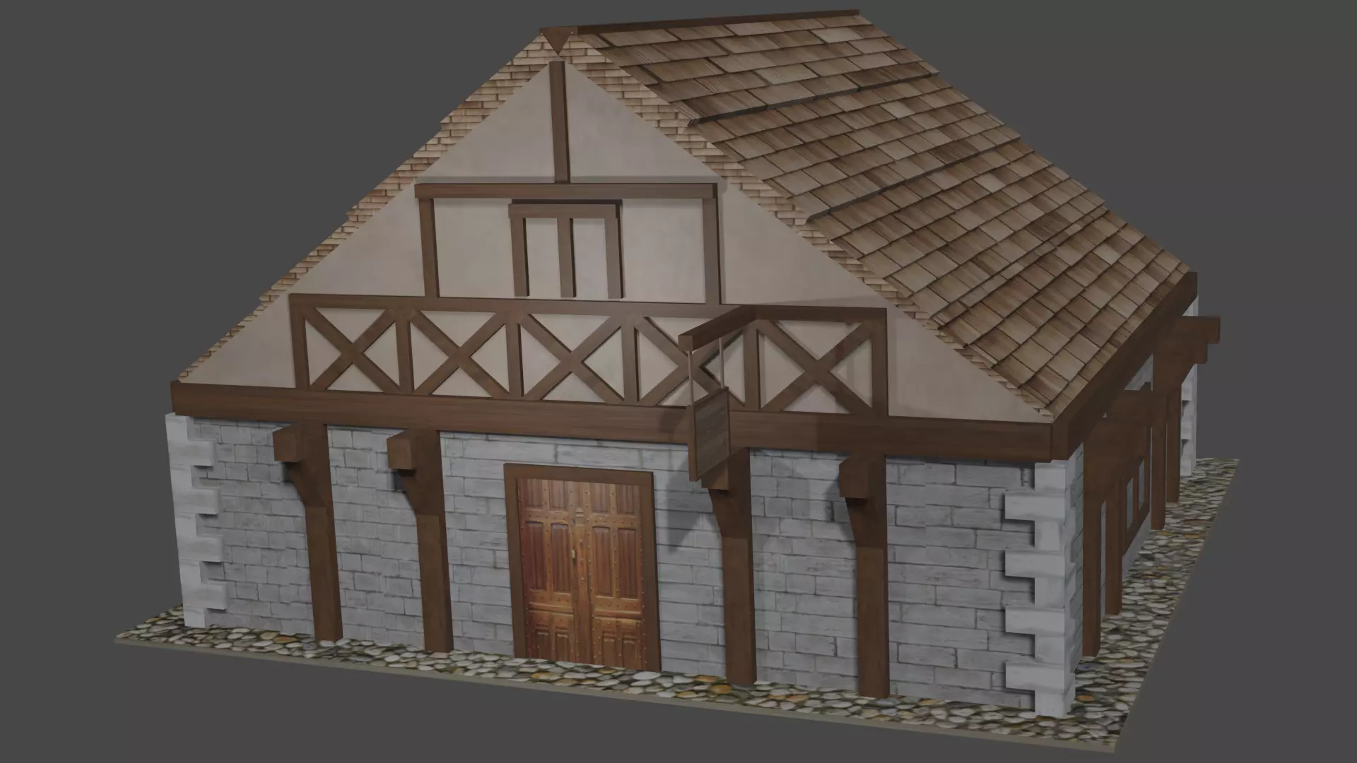 Medieval Building Free low-poly 3D model_0