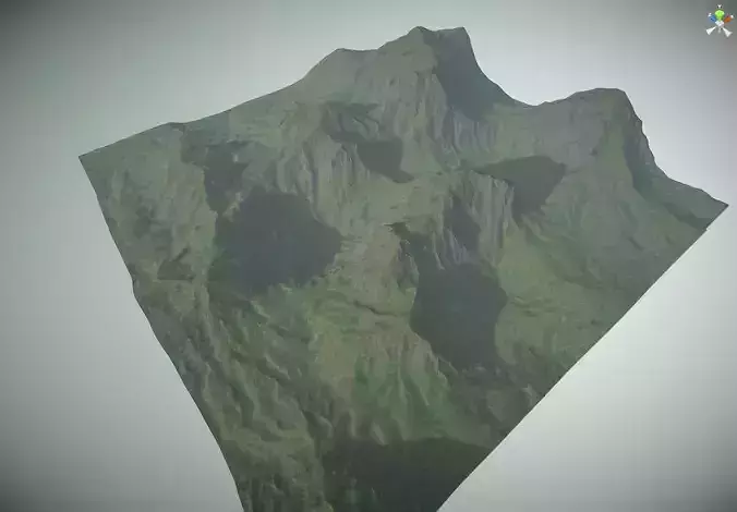 WorldCreator mountain with grass and trees