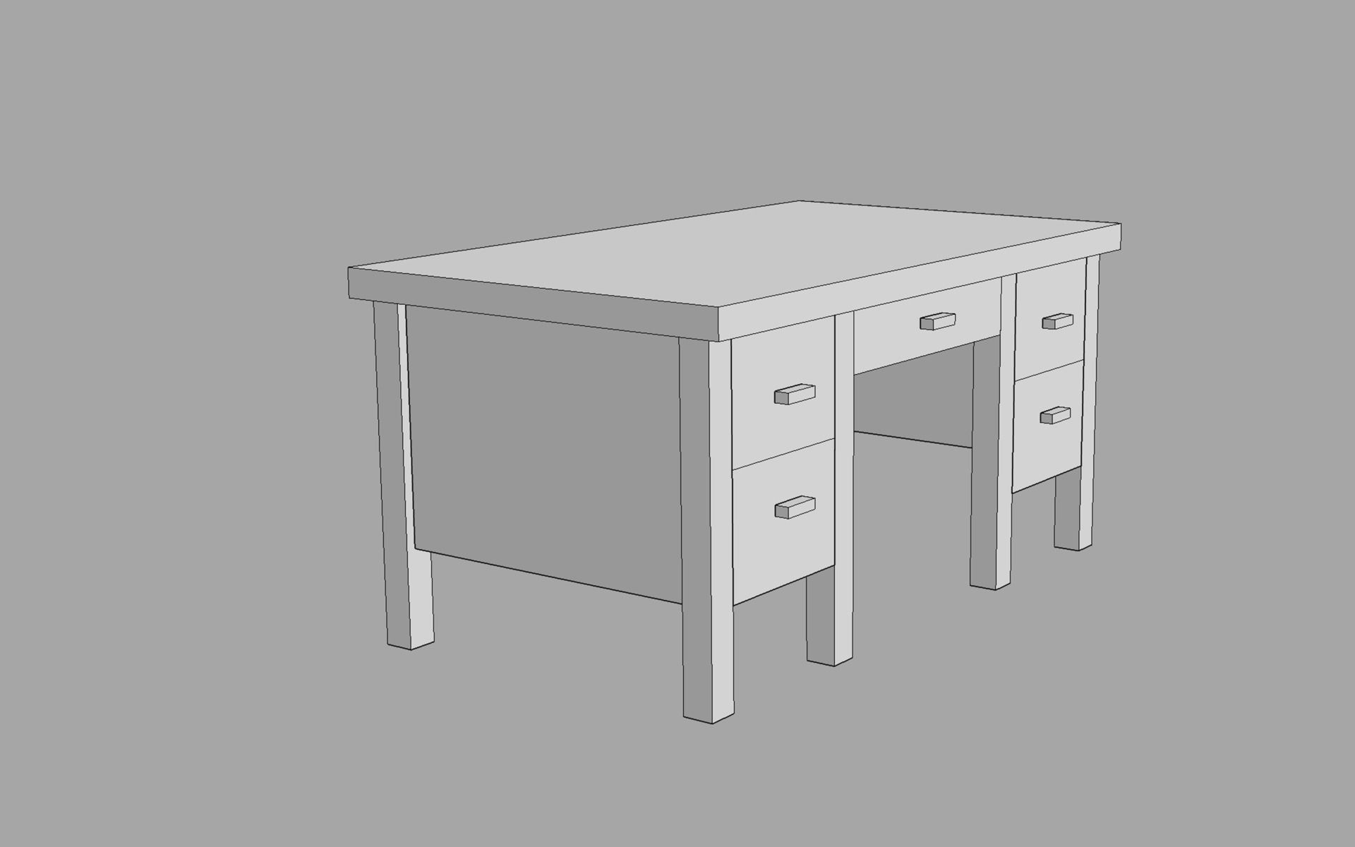 Vintage Desk - No 1 Low-poly 3D model_7