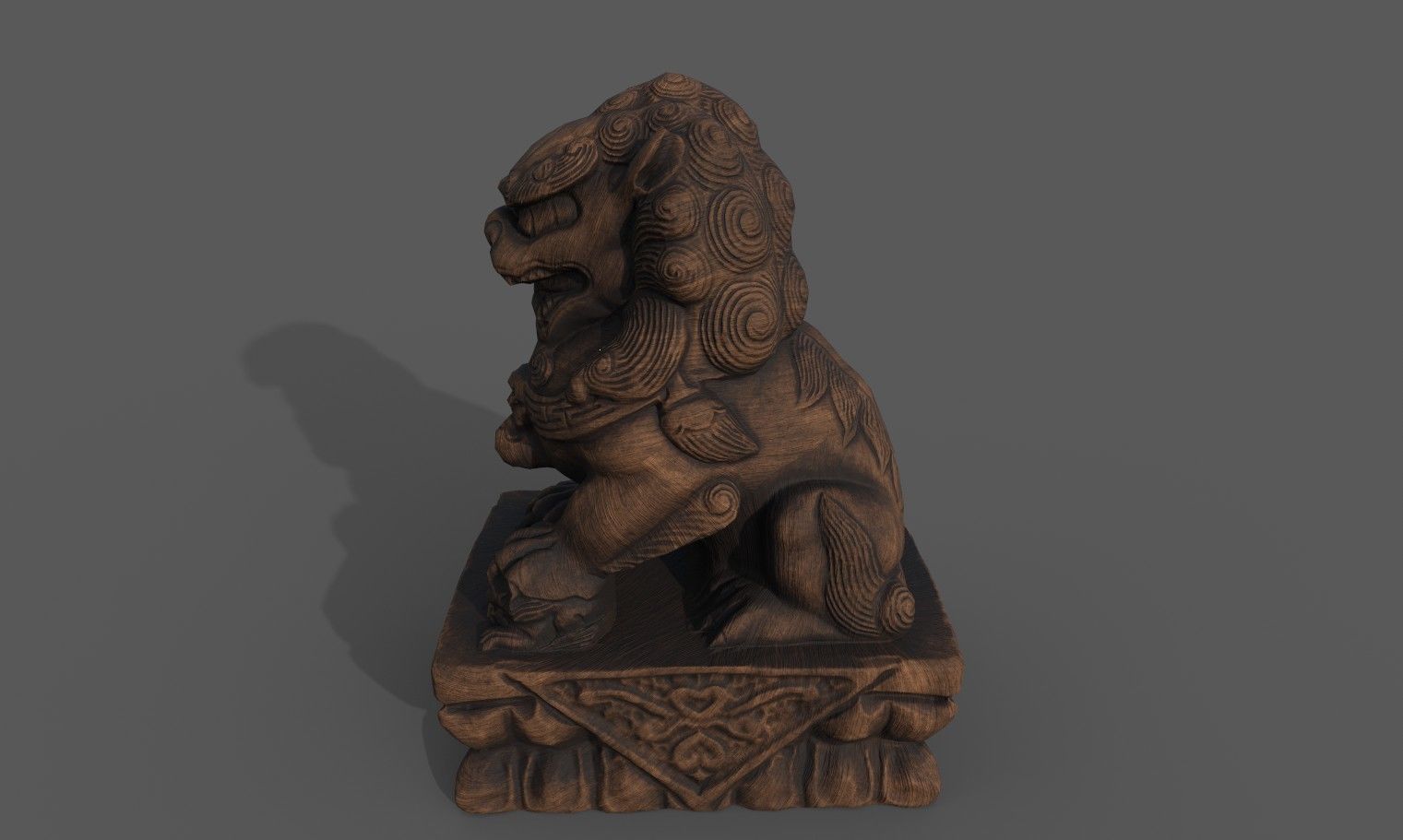 Chinese guardian lion Low-poly 3D model_29