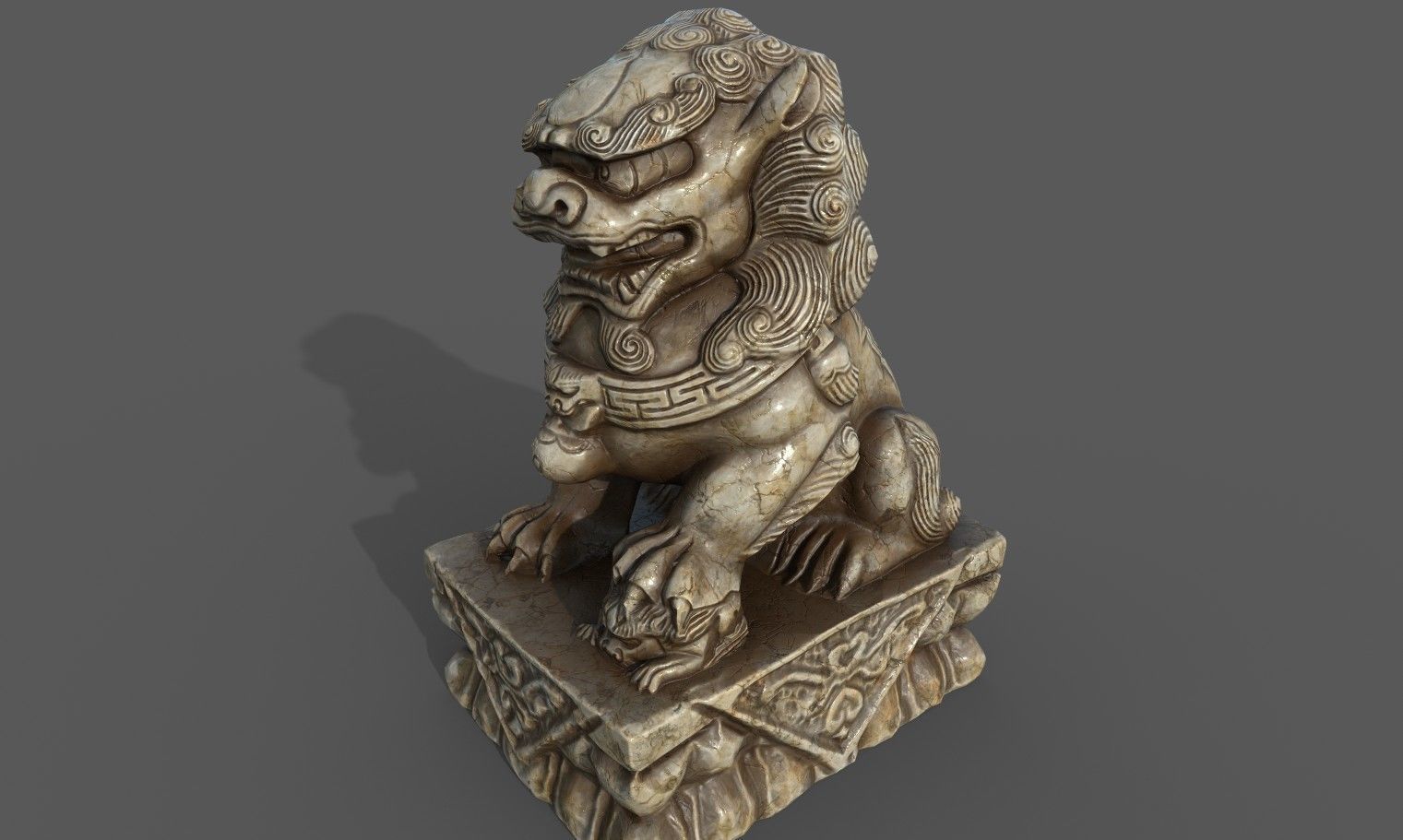 Chinese guardian lion Low-poly 3D model_20