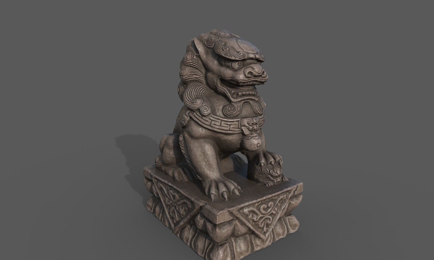 Chinese guardian lion Low-poly 3D model_12