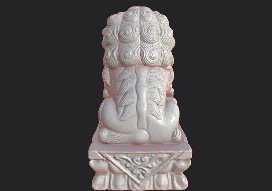 Chinese guardian lion Low-poly 3D model_36