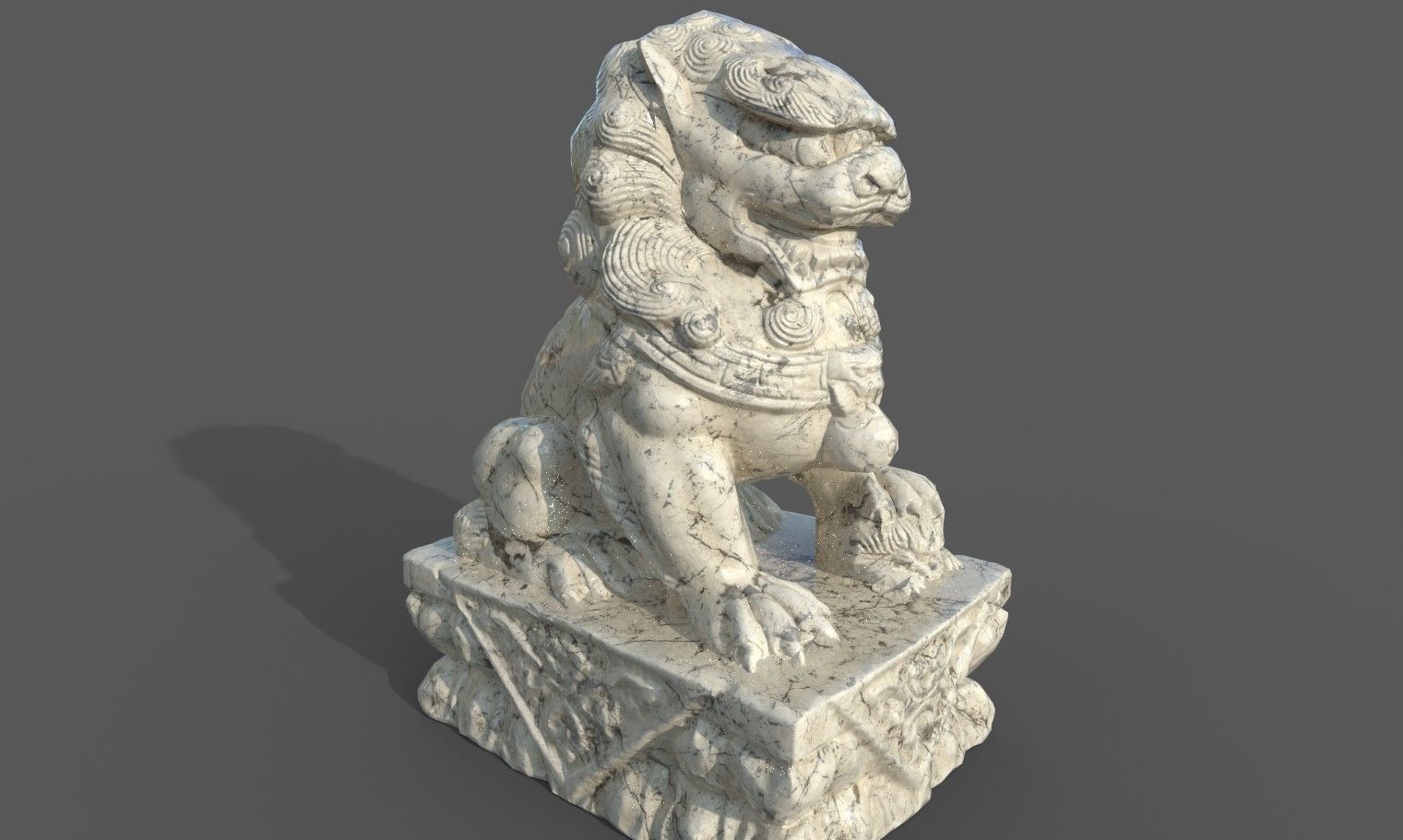 Chinese guardian lion Low-poly 3D model_25
