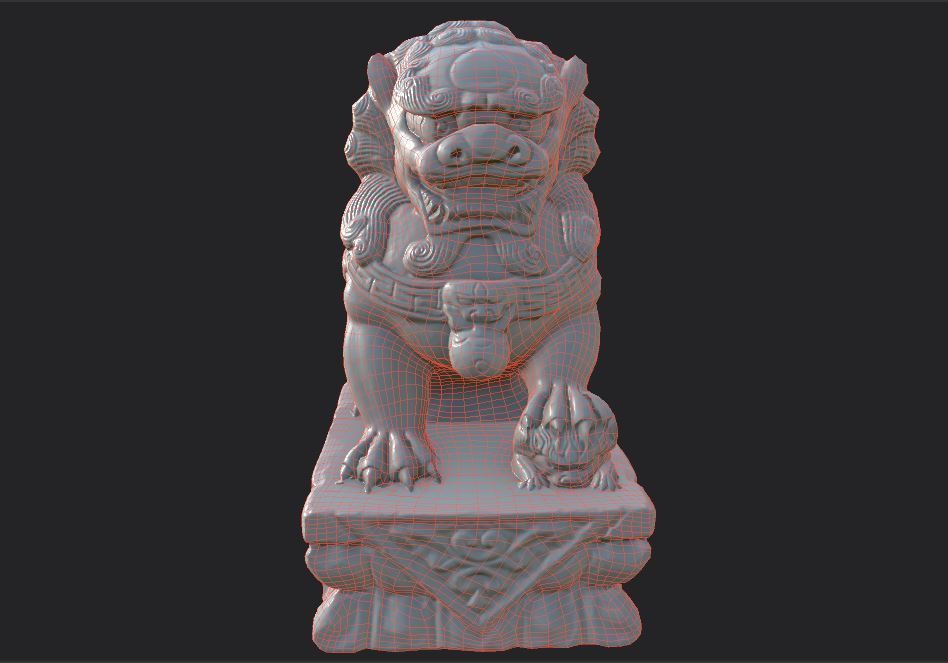 Chinese guardian lion Low-poly 3D model_35