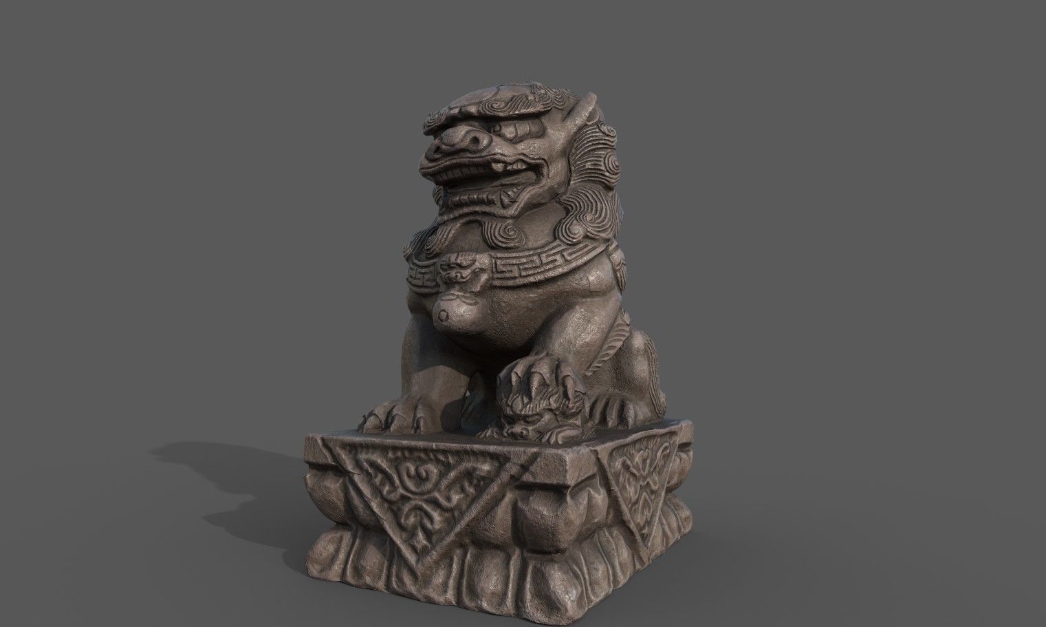 Chinese guardian lion Low-poly 3D model_7