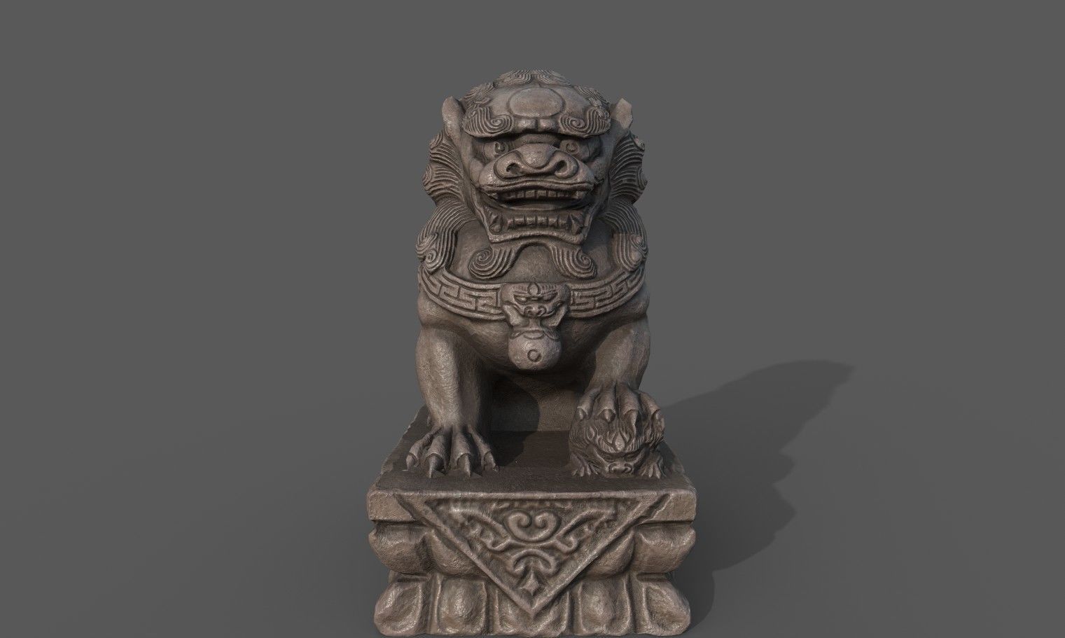 Chinese guardian lion Low-poly 3D model_10