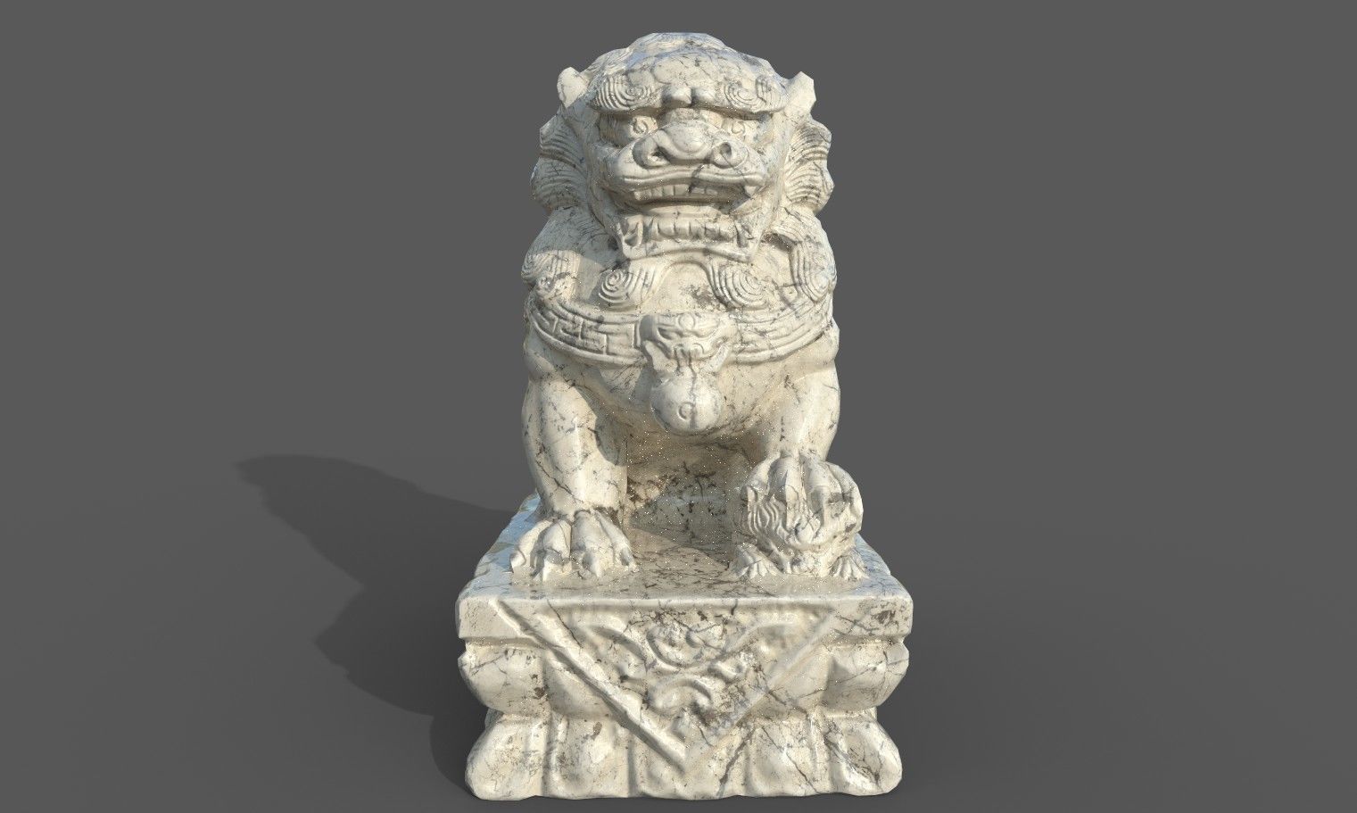 Chinese guardian lion Low-poly 3D model_24