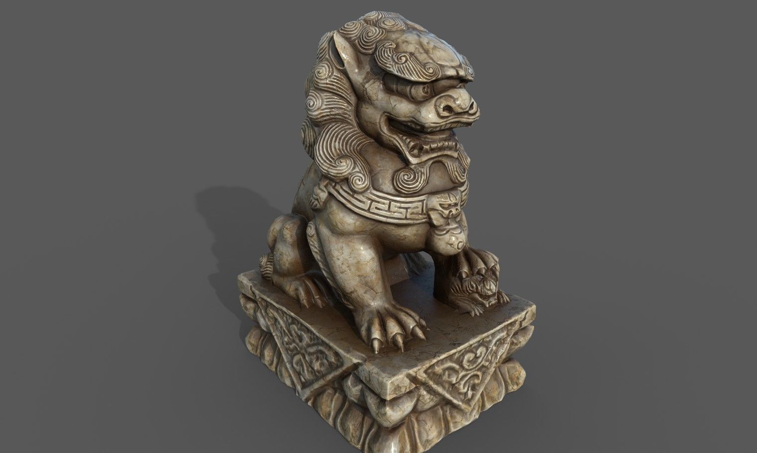 Chinese guardian lion Low-poly 3D model_18