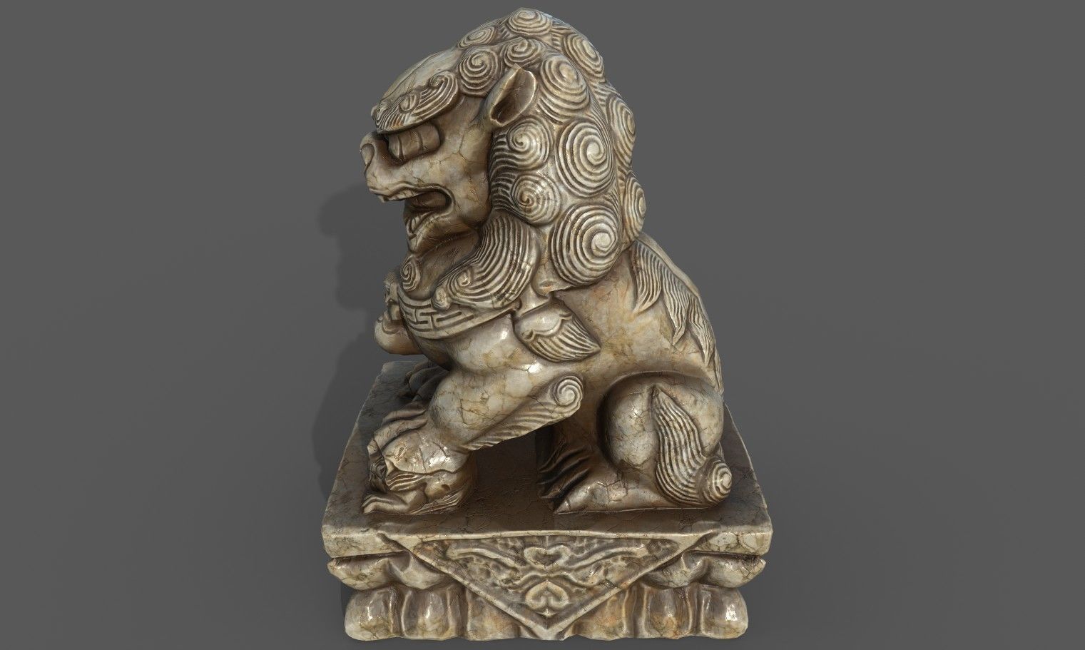 Chinese guardian lion Low-poly 3D model_21