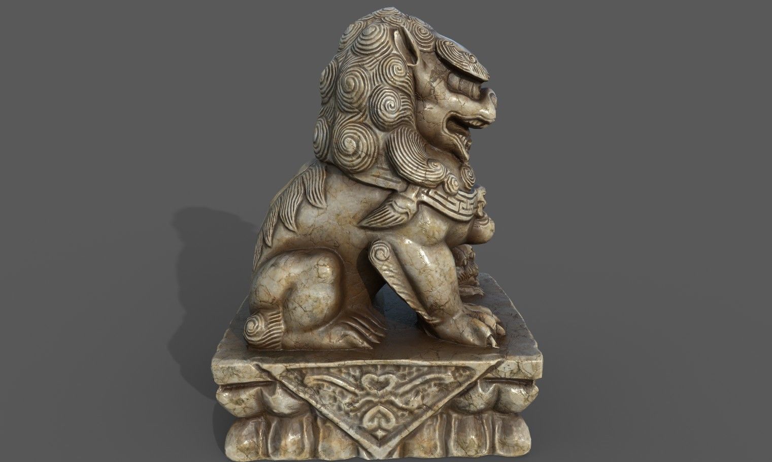 Chinese guardian lion Low-poly 3D model_17