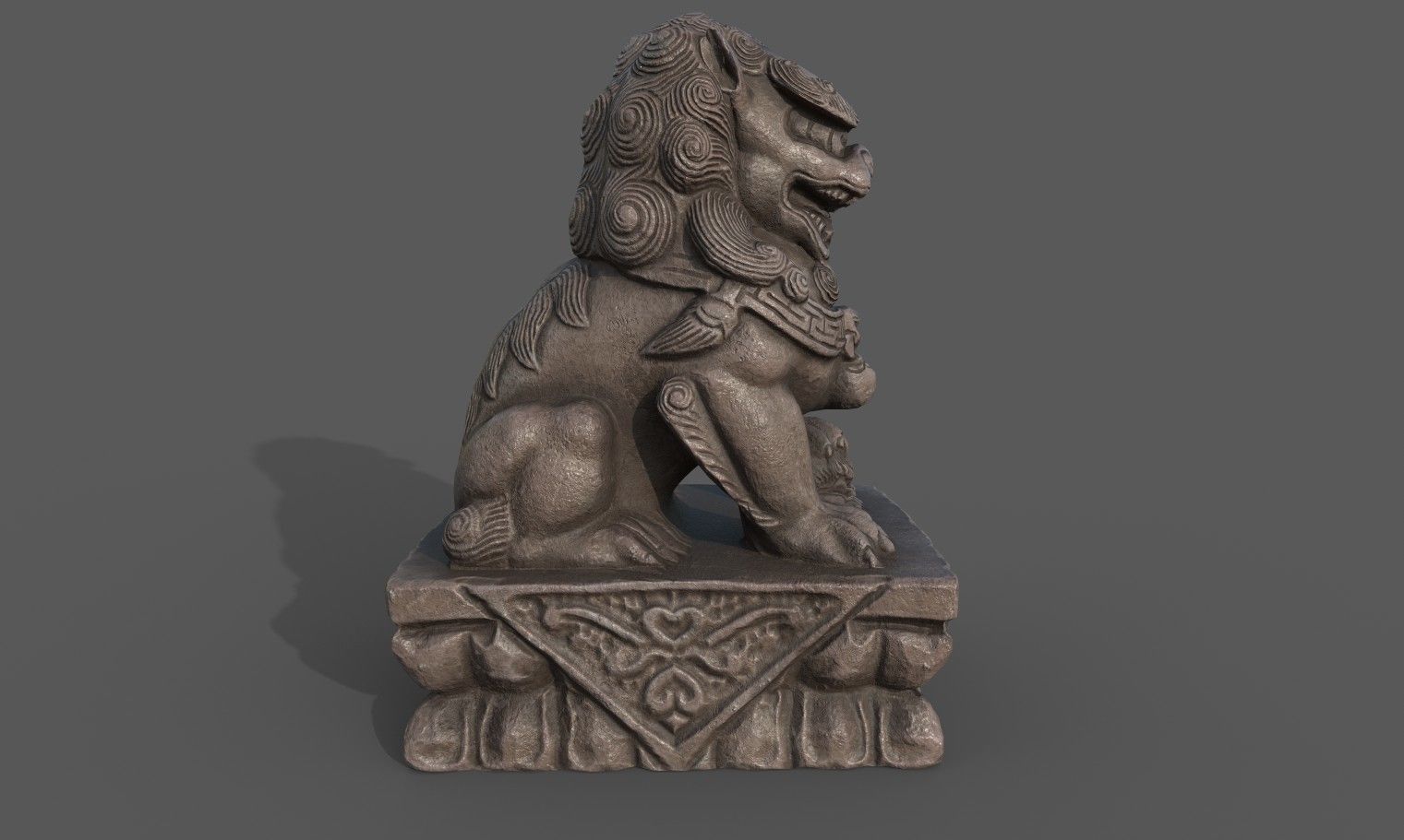 Chinese guardian lion Low-poly 3D model_14