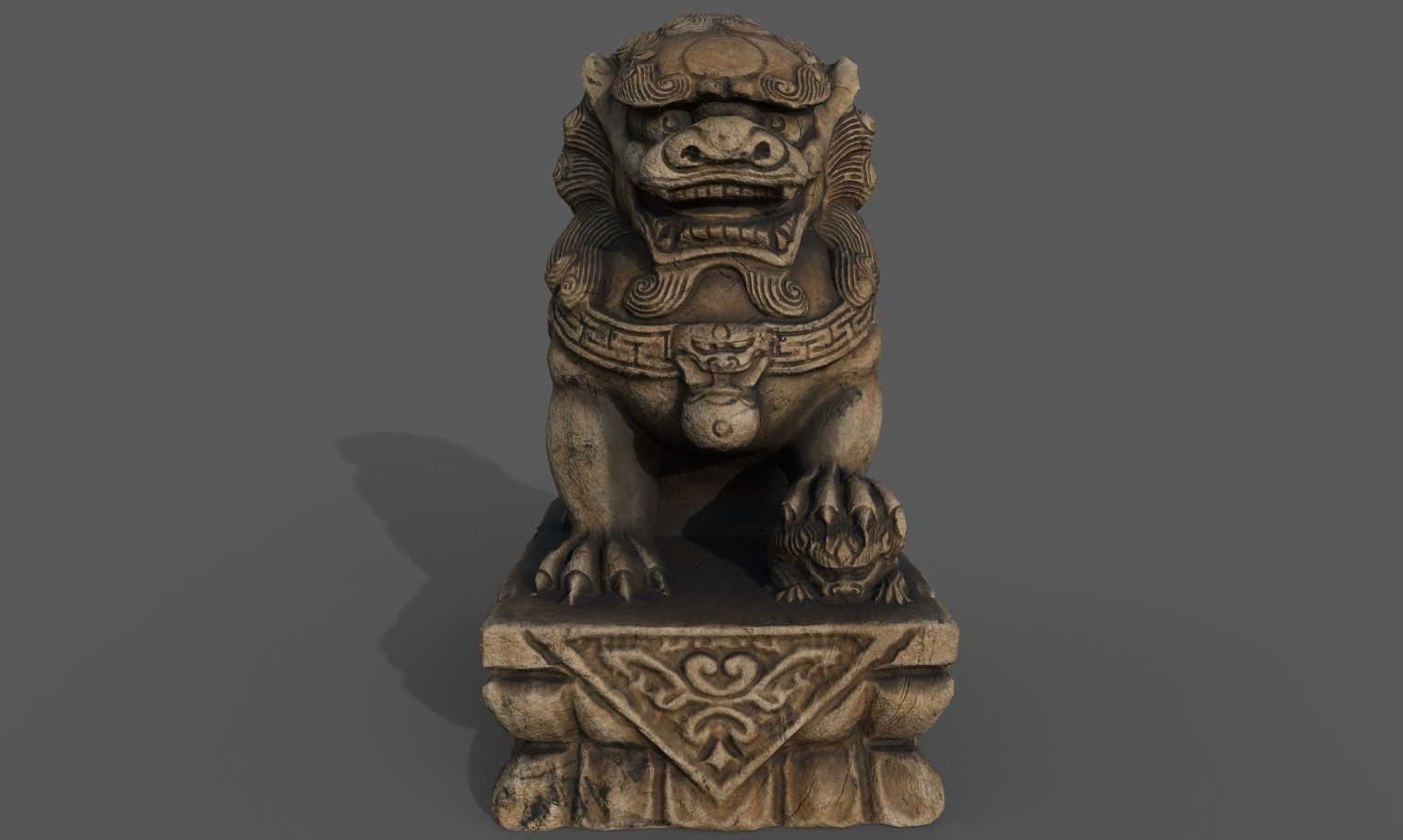 Chinese guardian lion Low-poly 3D model_2