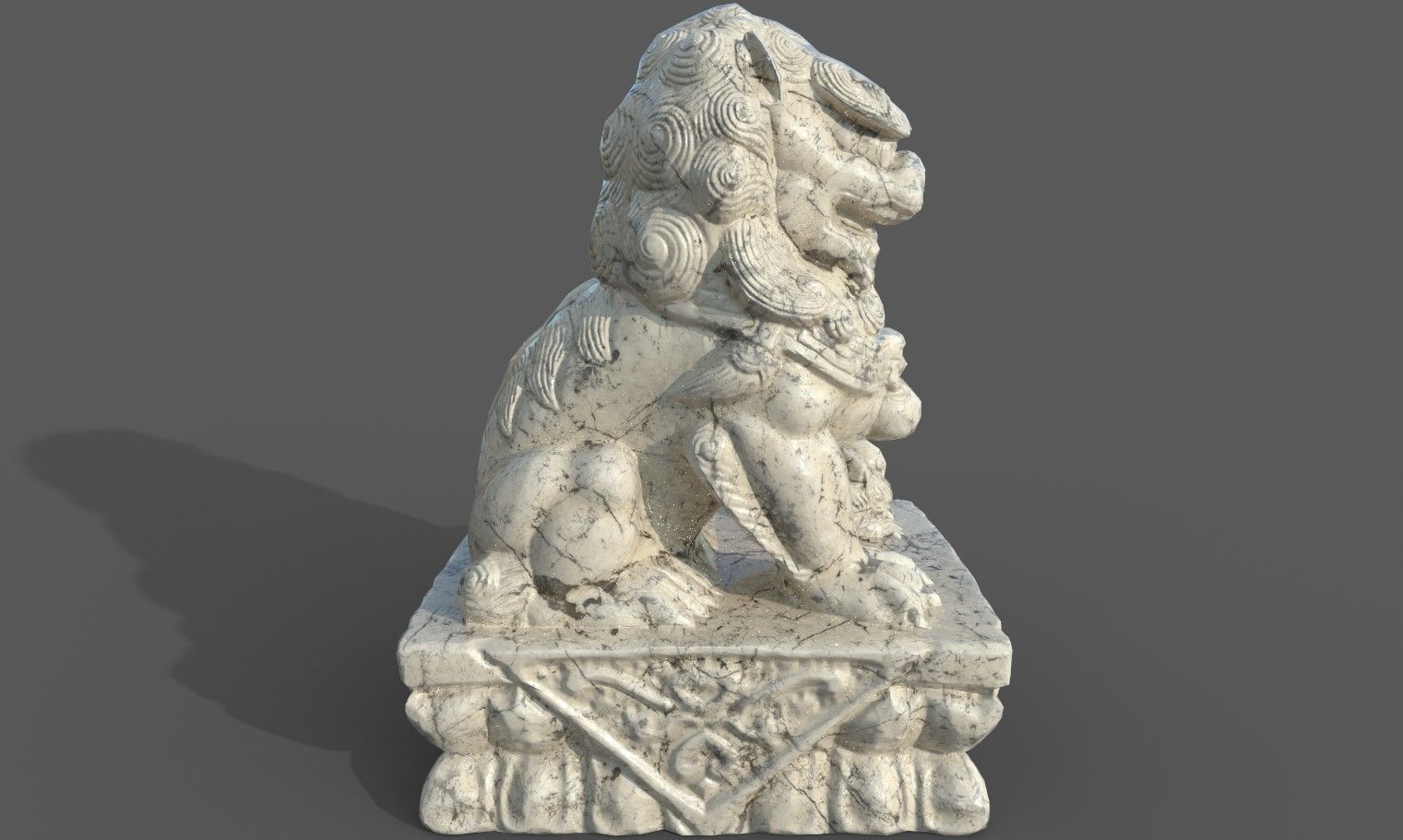Chinese guardian lion Low-poly 3D model_26