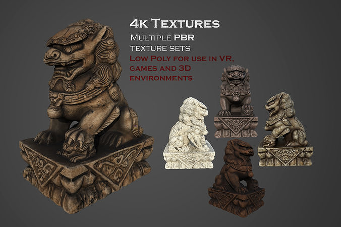 Chinese guardian lion Low-poly 3D model