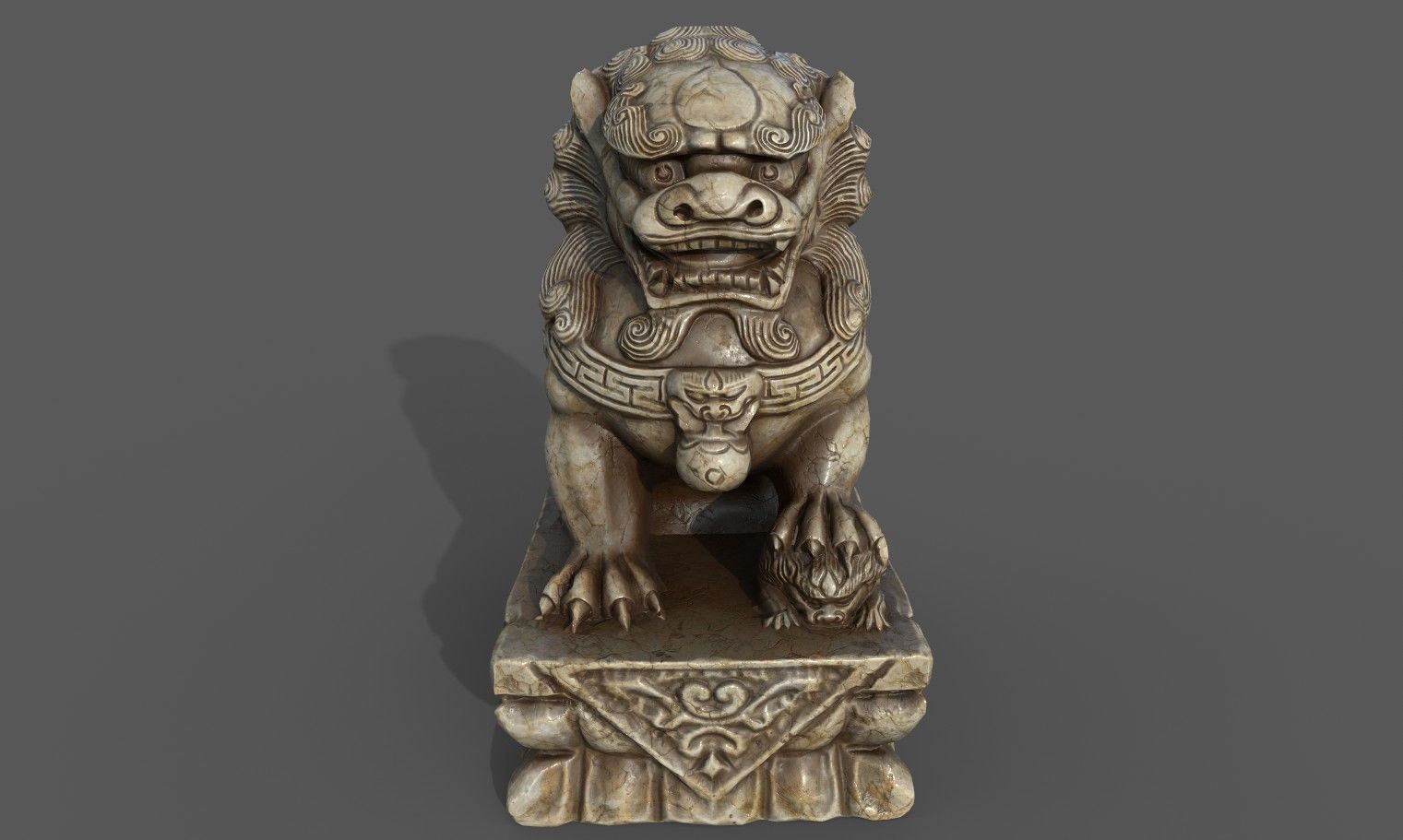 Chinese guardian lion Low-poly 3D model_19