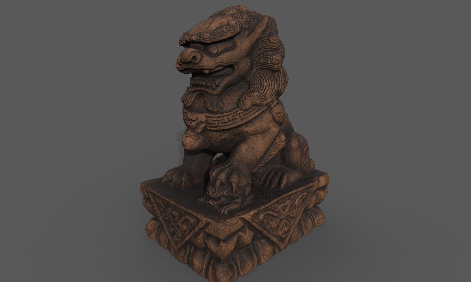 Chinese guardian lion Low-poly 3D model_33